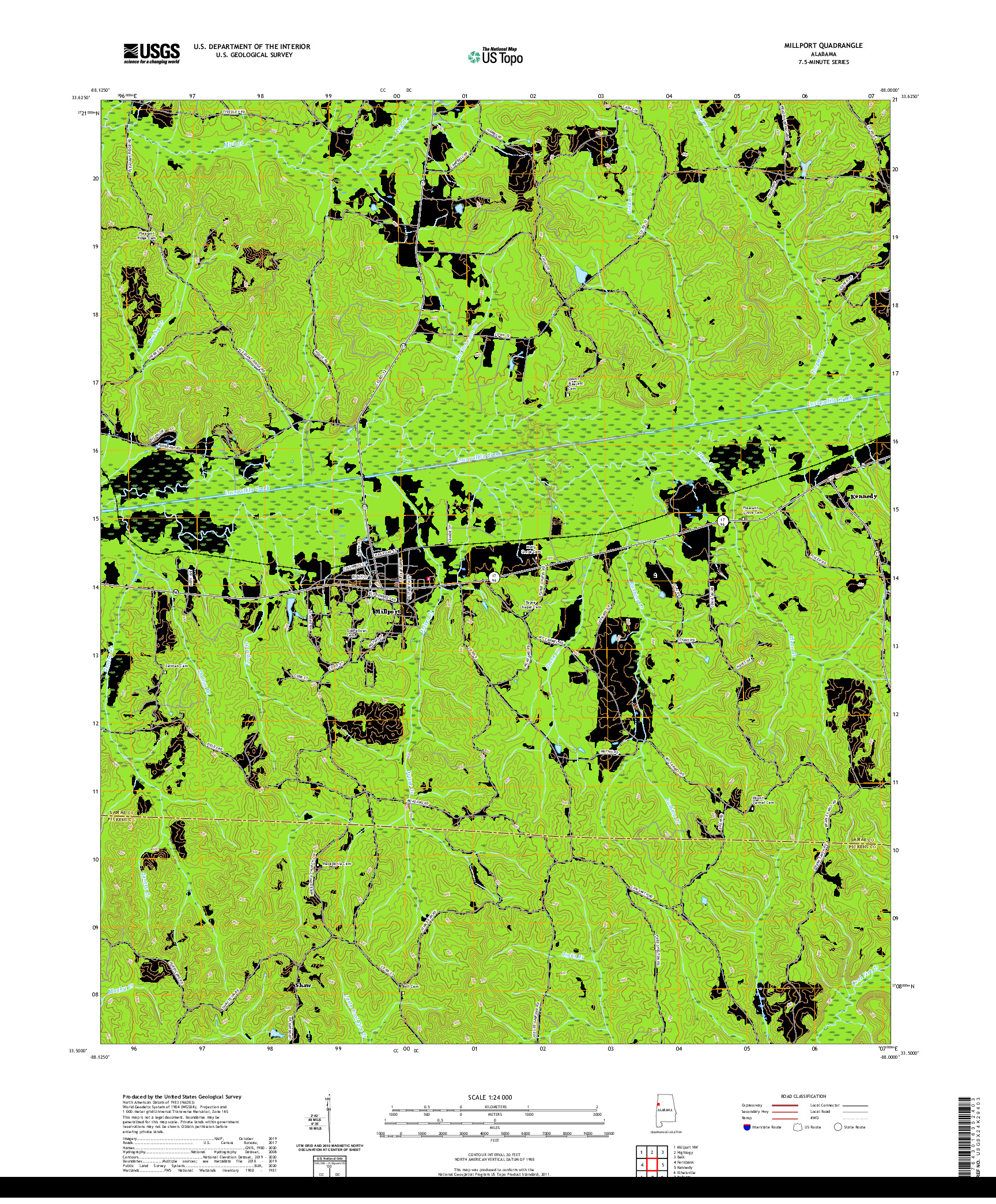 USGS US TOPO 7.5-MINUTE MAP FOR MILLPORT, AL 2020