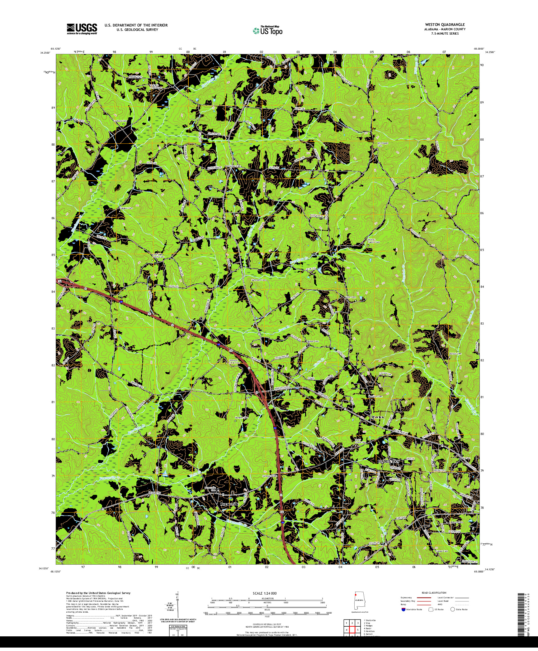 USGS US TOPO 7.5-MINUTE MAP FOR WESTON, AL 2020