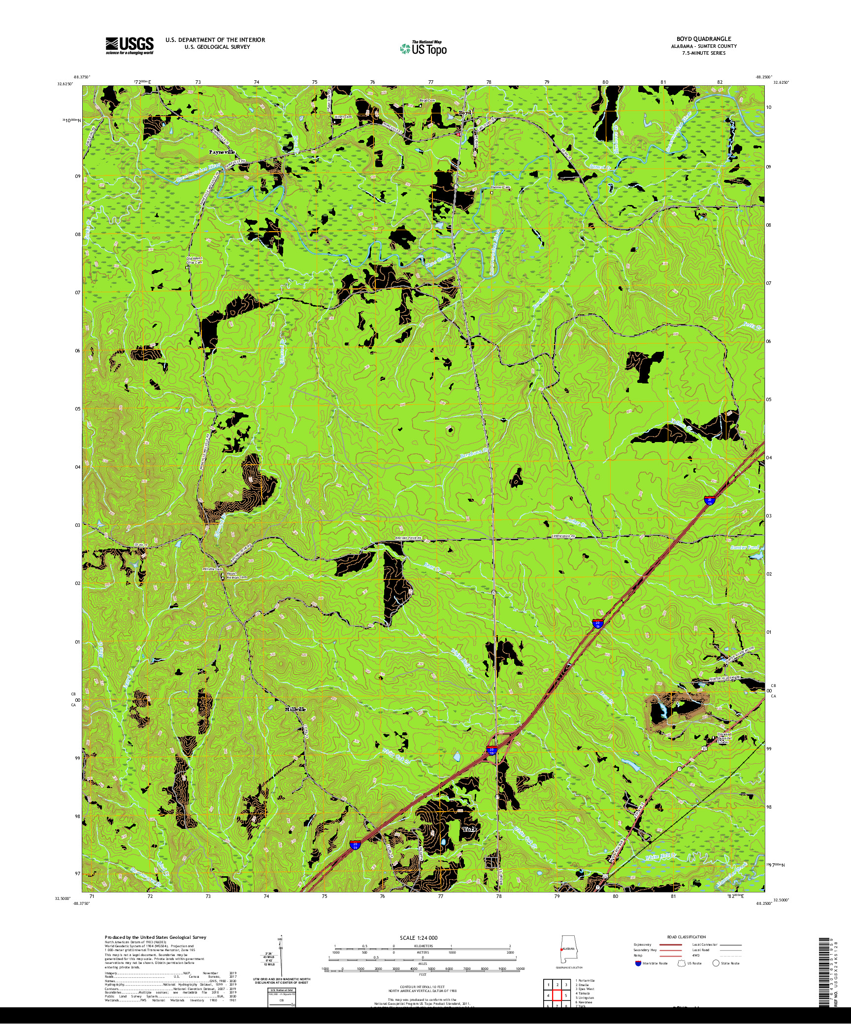 USGS US TOPO 7.5-MINUTE MAP FOR BOYD, AL 2020