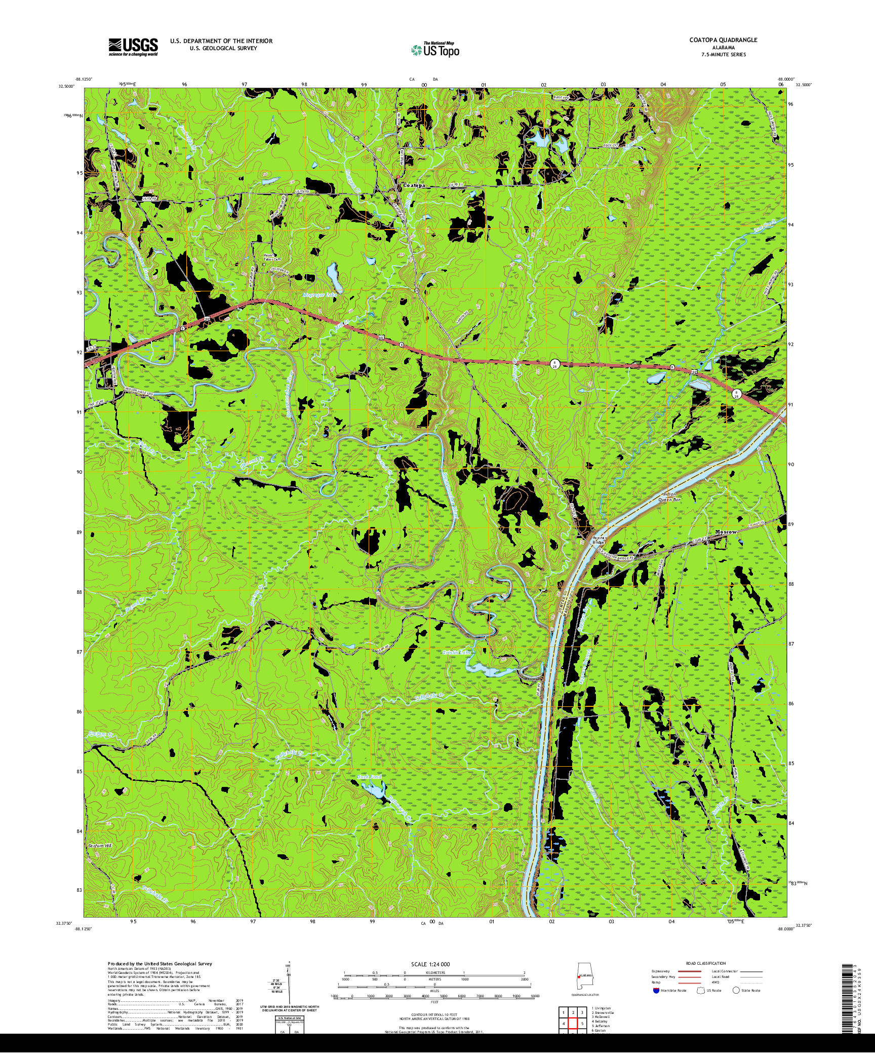 USGS US TOPO 7.5-MINUTE MAP FOR COATOPA, AL 2020