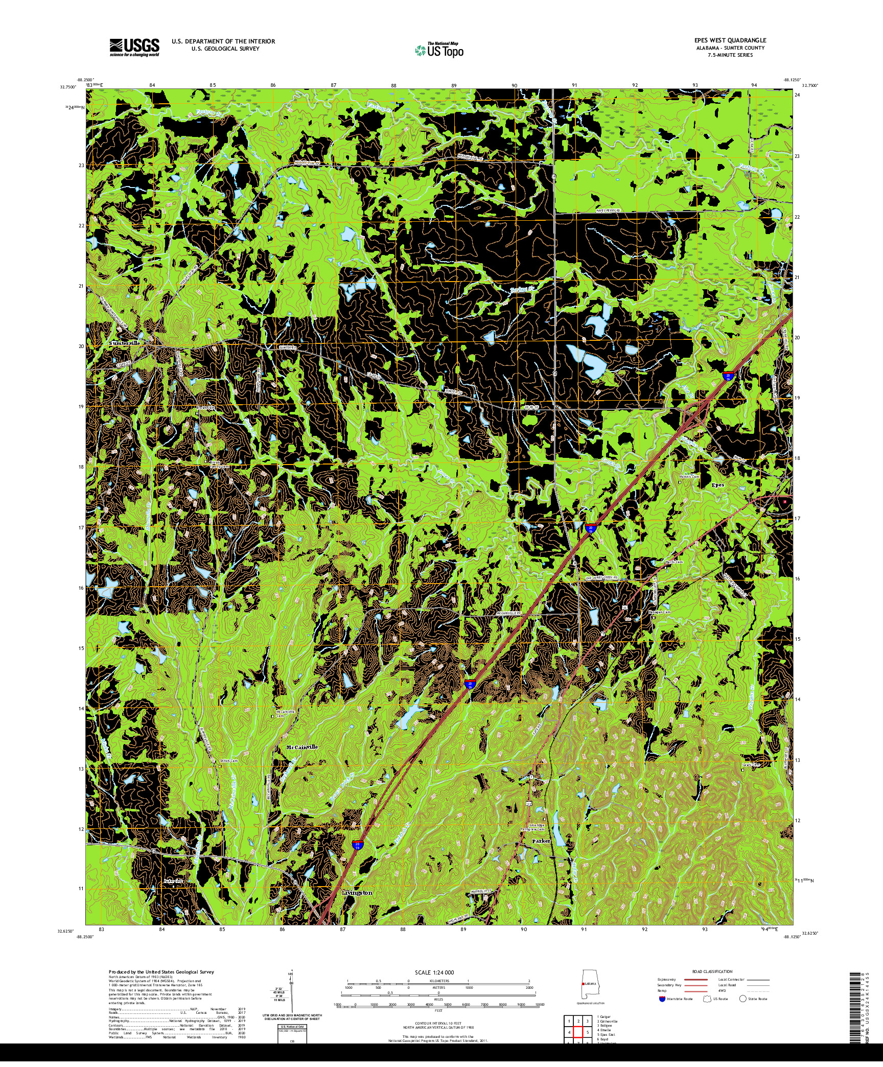 USGS US TOPO 7.5-MINUTE MAP FOR EPES WEST, AL 2020