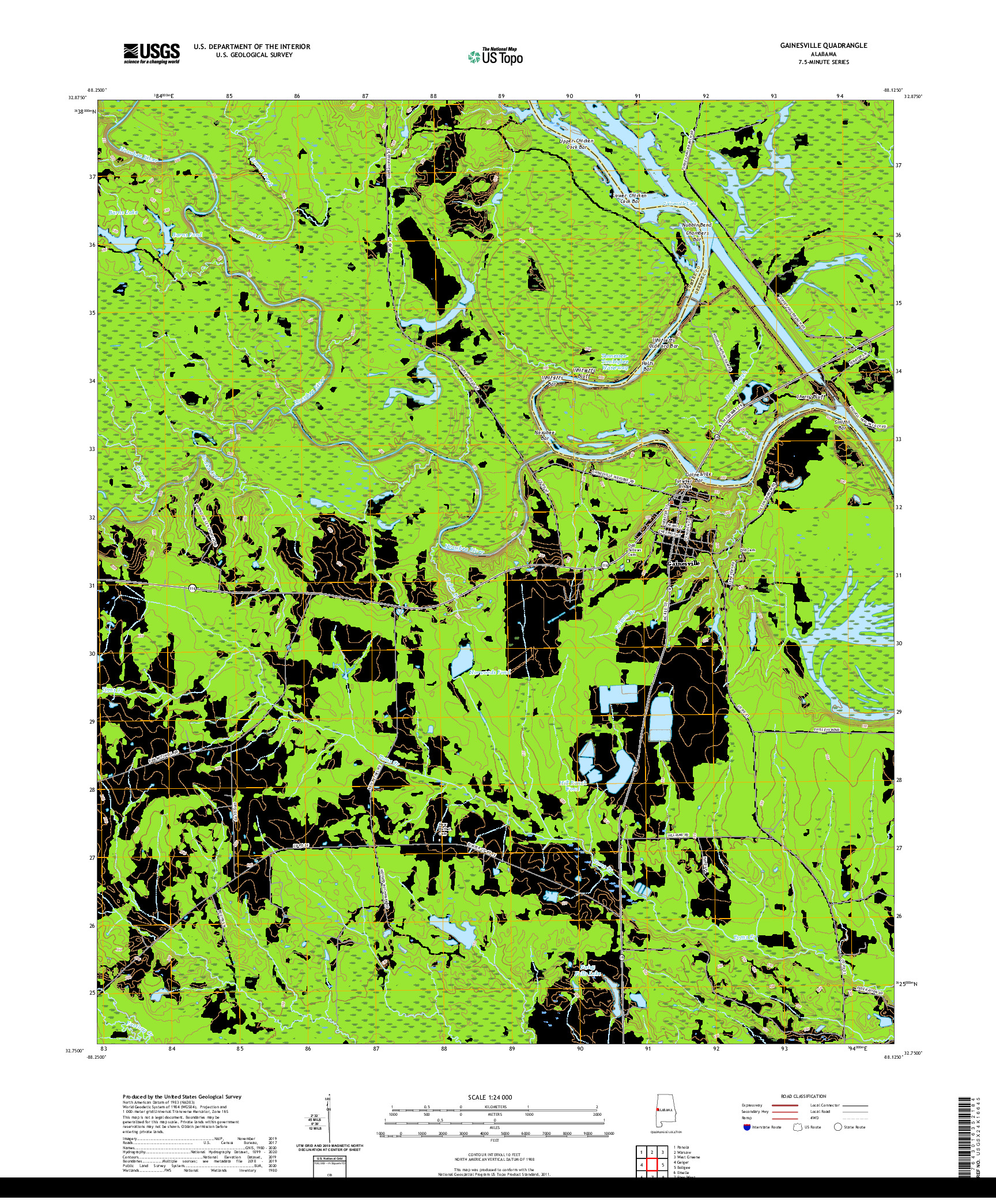 USGS US TOPO 7.5-MINUTE MAP FOR GAINESVILLE, AL 2020