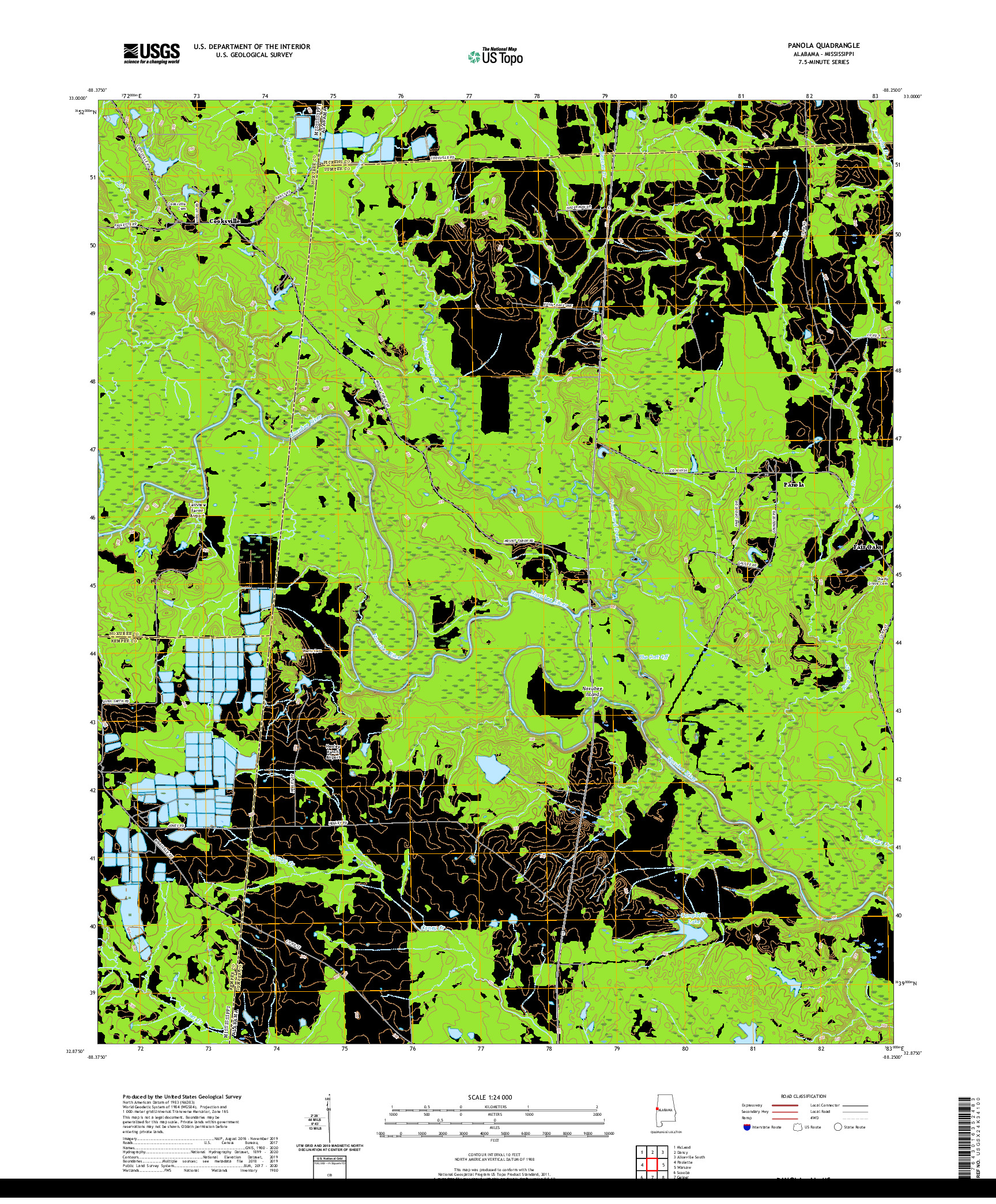 USGS US TOPO 7.5-MINUTE MAP FOR PANOLA, AL,MS 2020