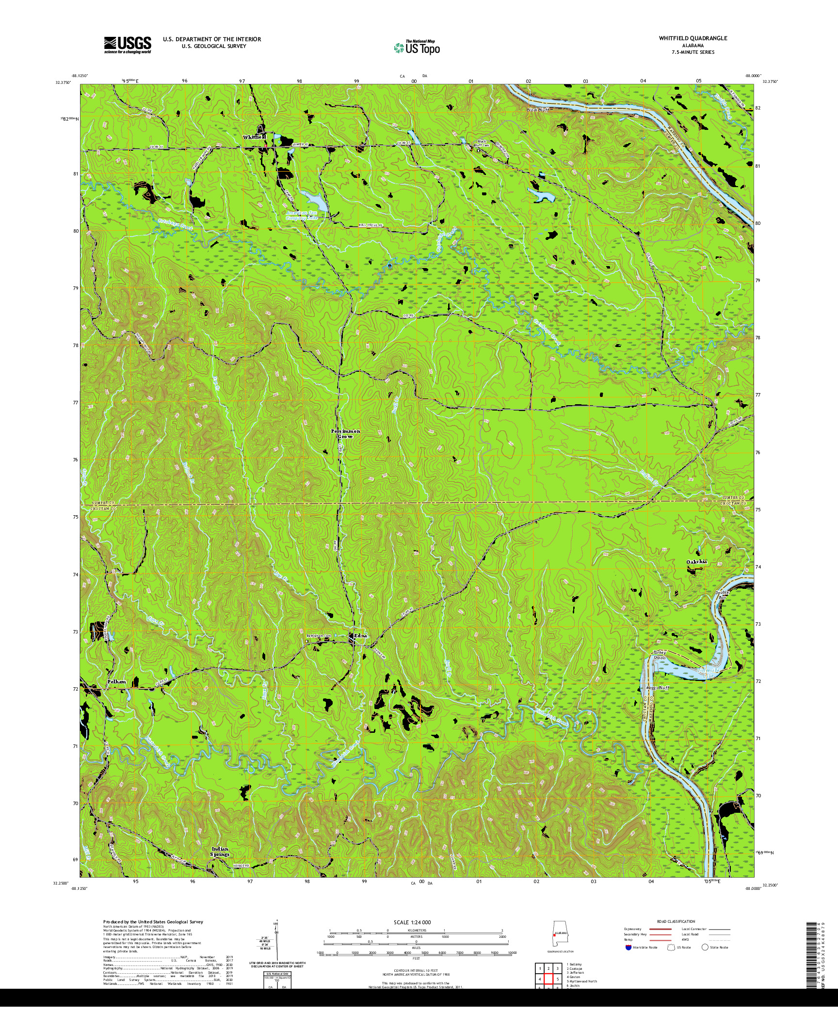 USGS US TOPO 7.5-MINUTE MAP FOR WHITFIELD, AL 2020