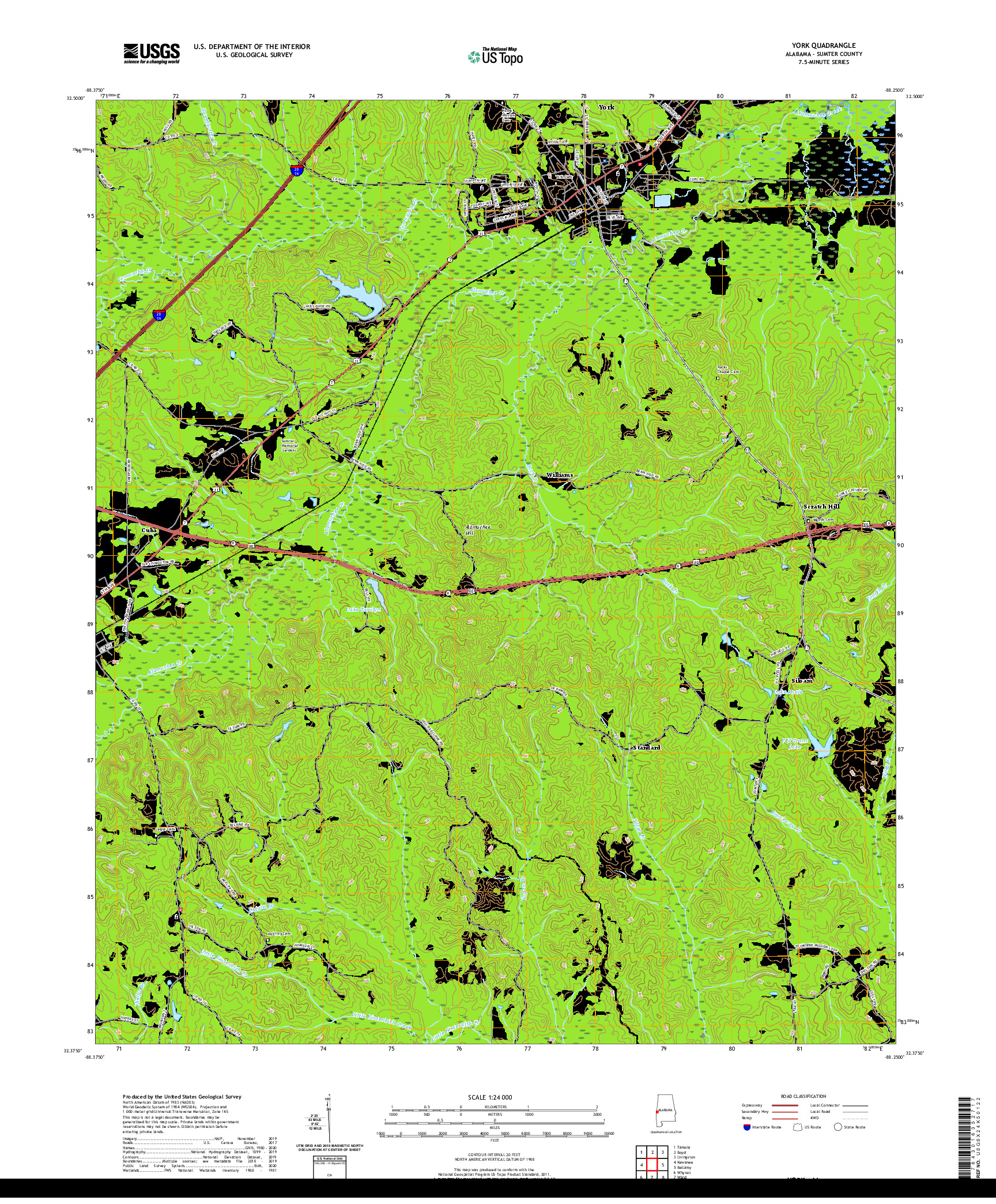 USGS US TOPO 7.5-MINUTE MAP FOR YORK, AL 2020