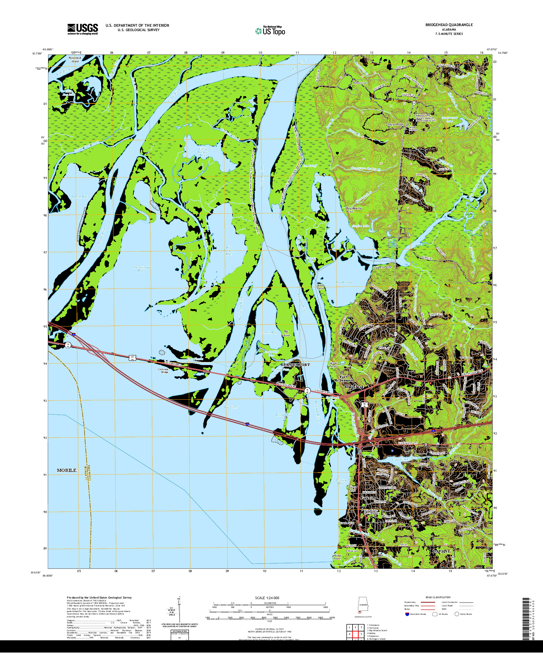 USGS US TOPO 7.5-MINUTE MAP FOR BRIDGEHEAD, AL 2020