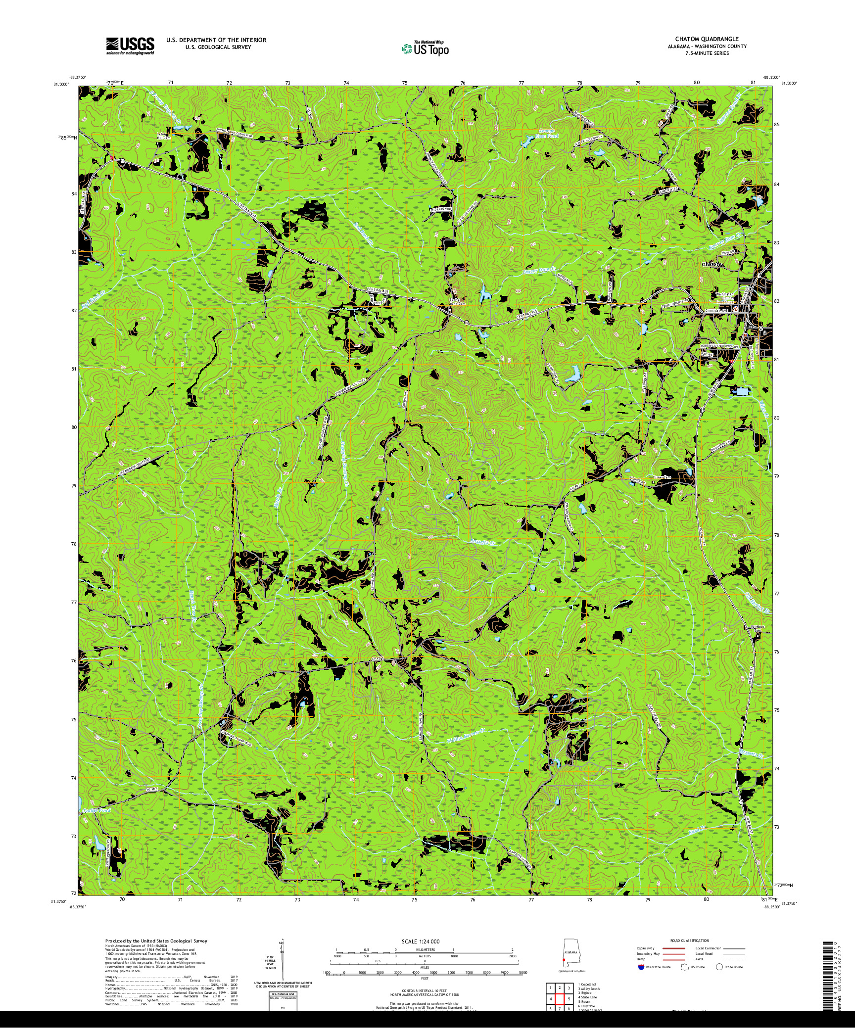 USGS US TOPO 7.5-MINUTE MAP FOR CHATOM, AL 2020