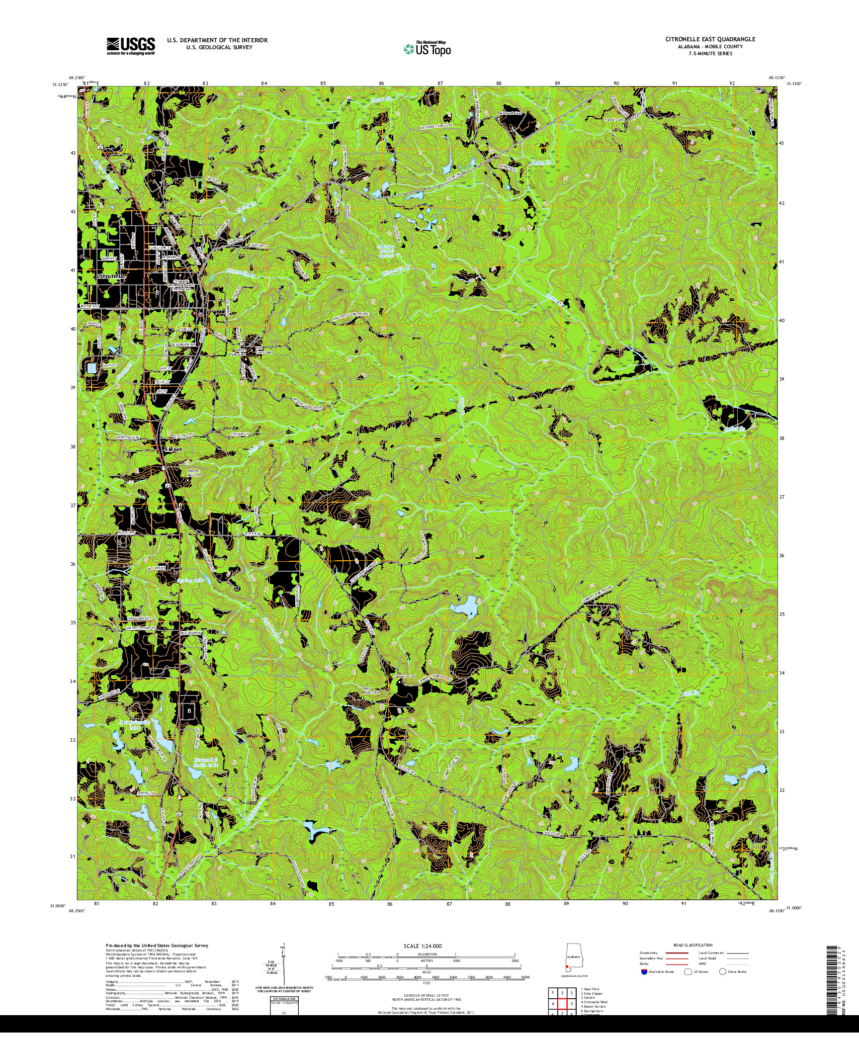 USGS US TOPO 7.5-MINUTE MAP FOR CITRONELLE EAST, AL 2020