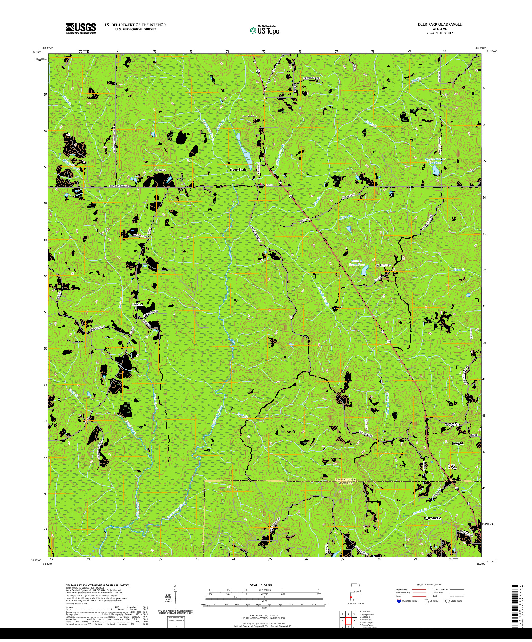 USGS US TOPO 7.5-MINUTE MAP FOR DEER PARK, AL 2020