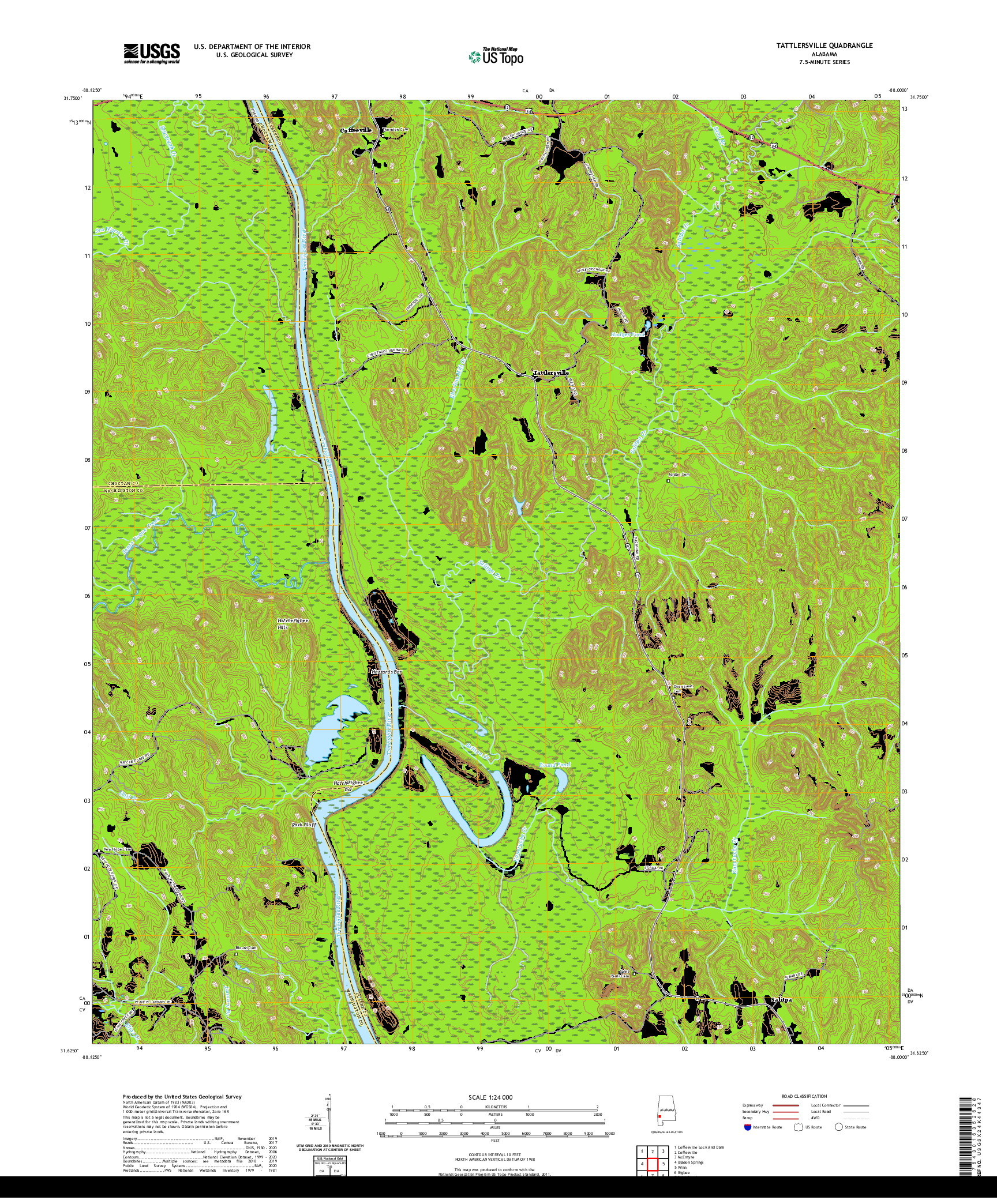 USGS US TOPO 7.5-MINUTE MAP FOR TATTLERSVILLE, AL 2020