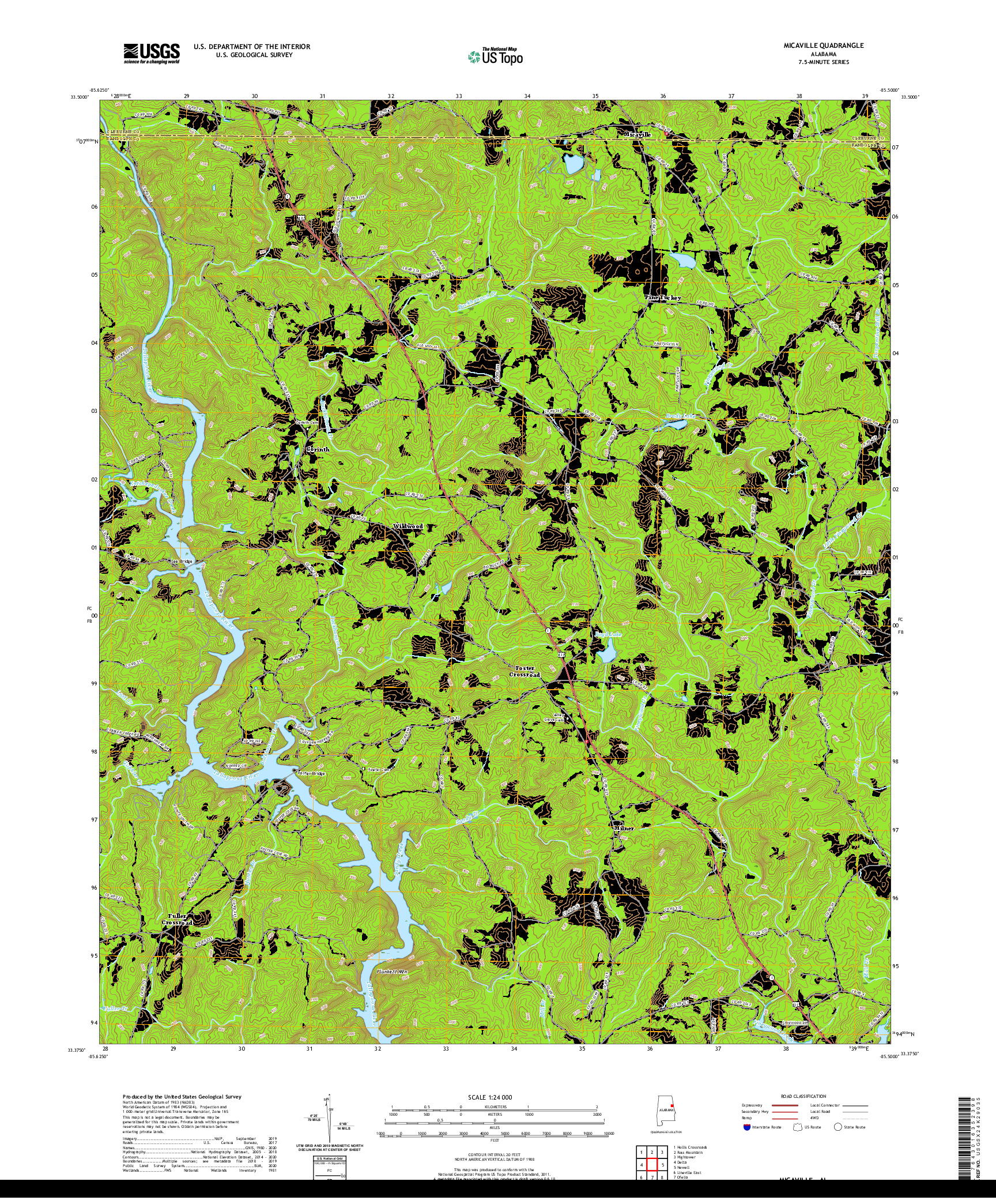 USGS US TOPO 7.5-MINUTE MAP FOR MICAVILLE, AL 2020