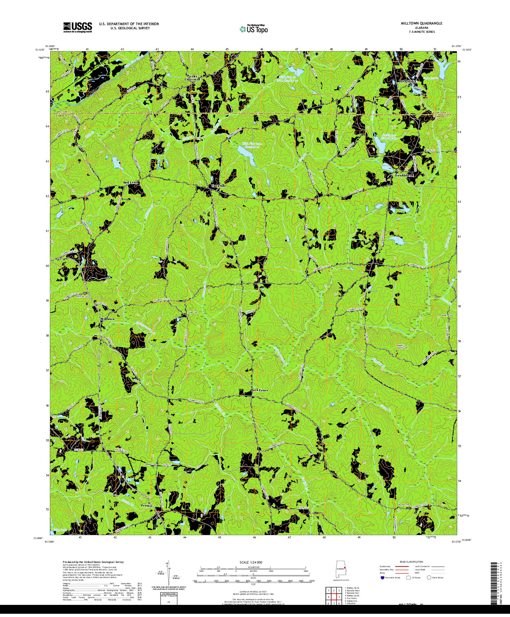 USGS US TOPO 7.5-MINUTE MAP FOR MILLTOWN, AL 2020