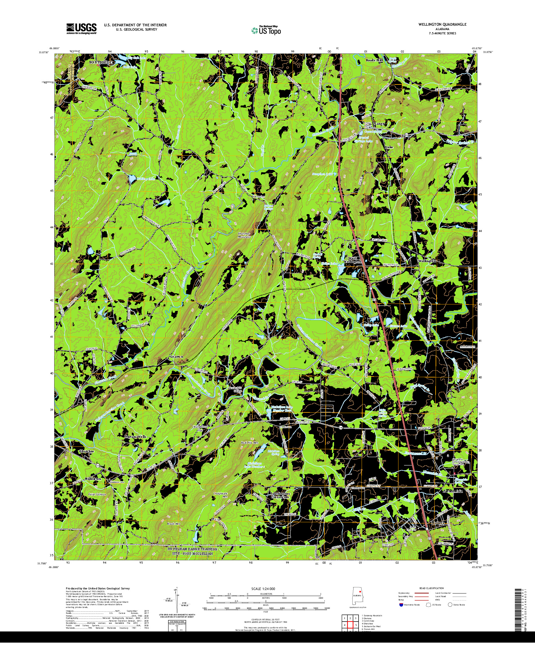 USGS US TOPO 7.5-MINUTE MAP FOR WELLINGTON, AL 2020
