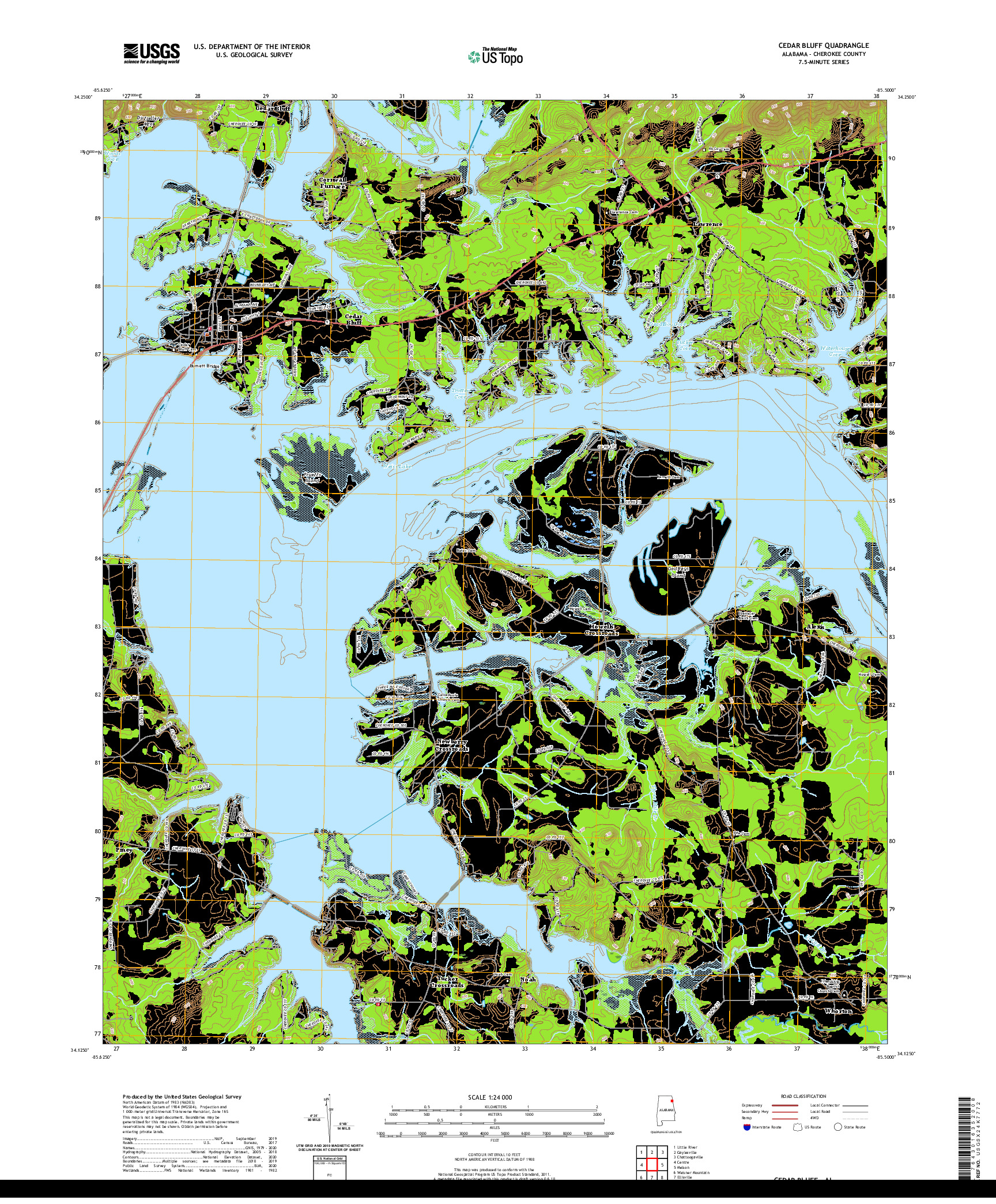 USGS US TOPO 7.5-MINUTE MAP FOR CEDAR BLUFF, AL 2020