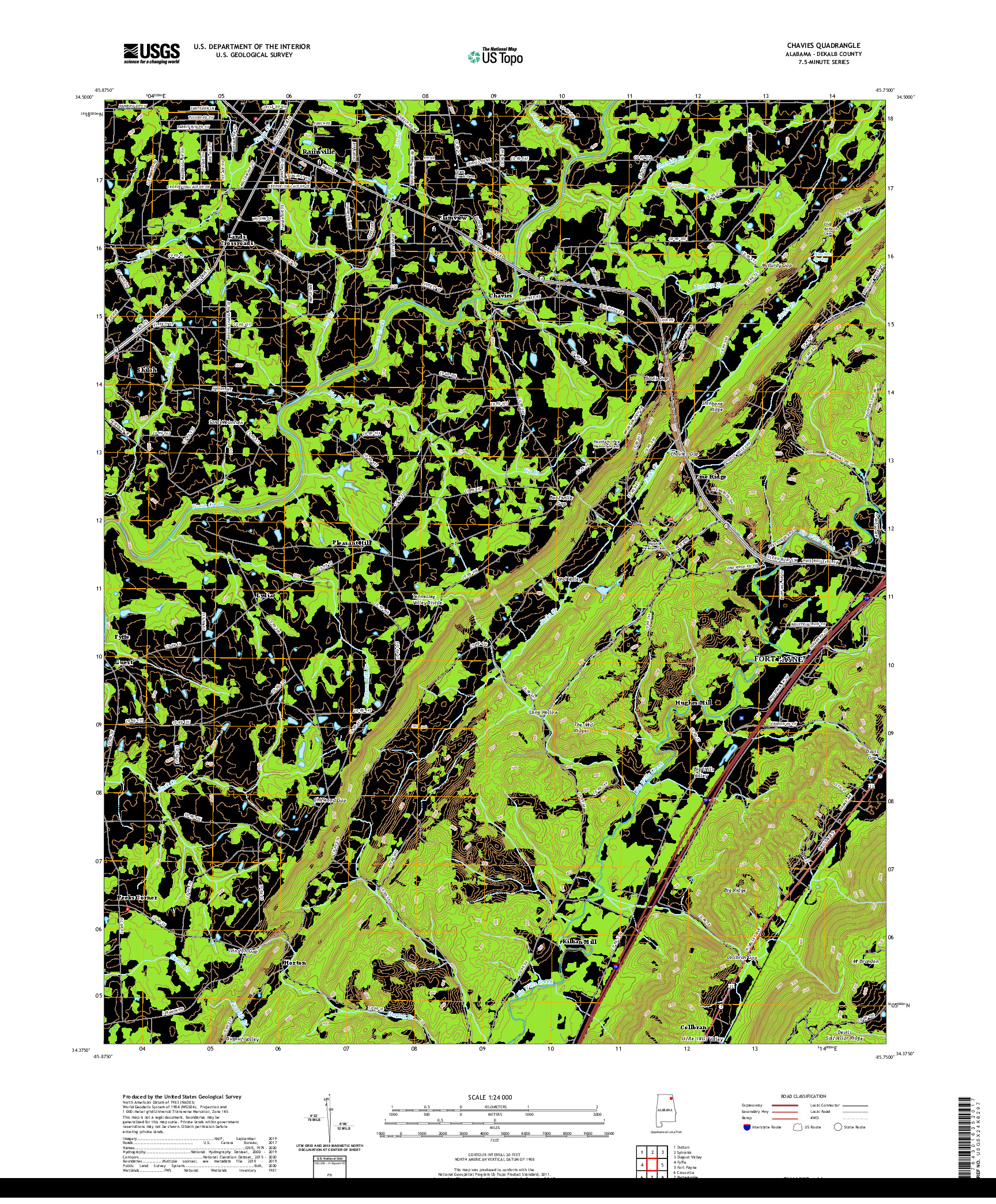 USGS US TOPO 7.5-MINUTE MAP FOR CHAVIES, AL 2020