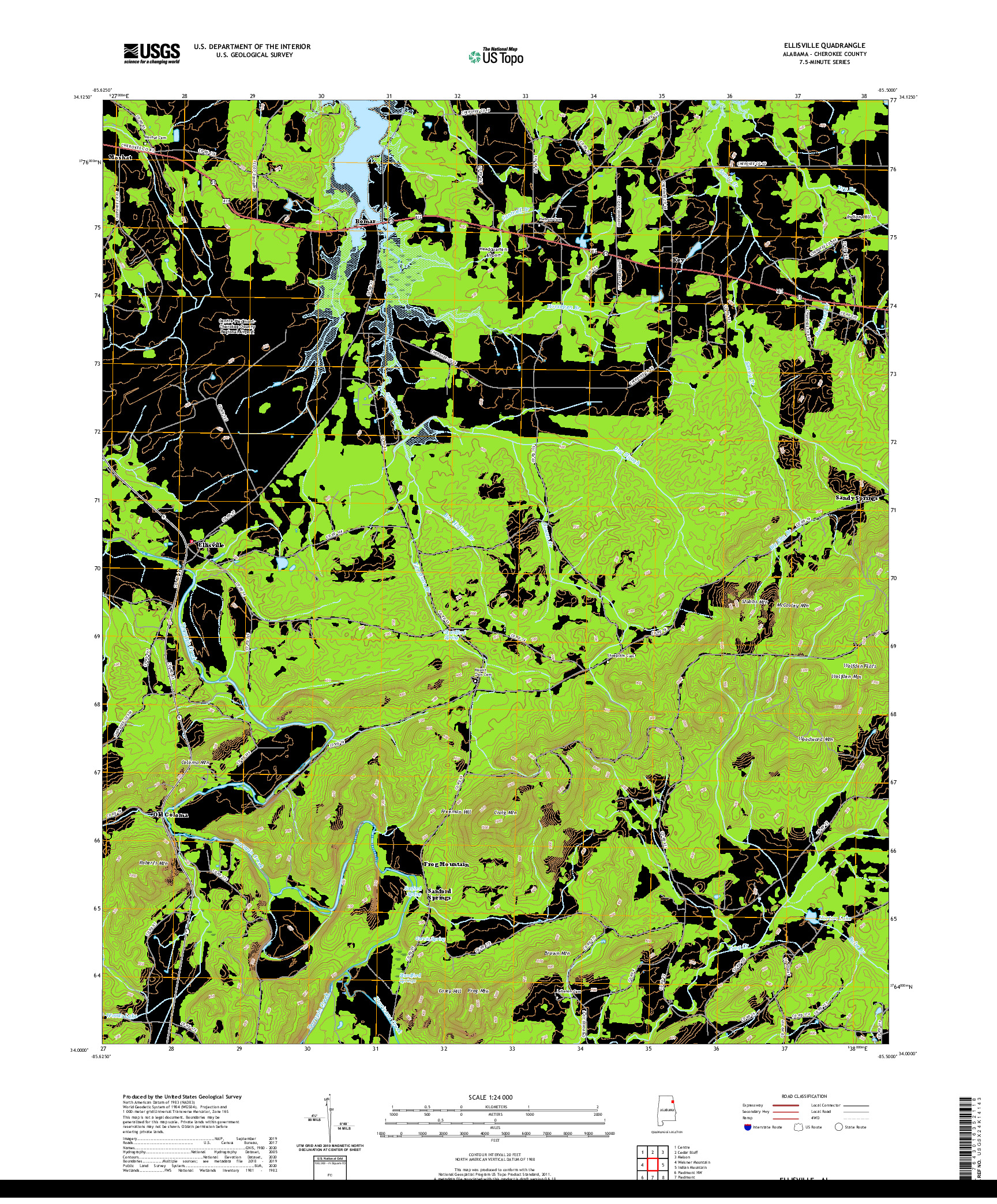 USGS US TOPO 7.5-MINUTE MAP FOR ELLISVILLE, AL 2020