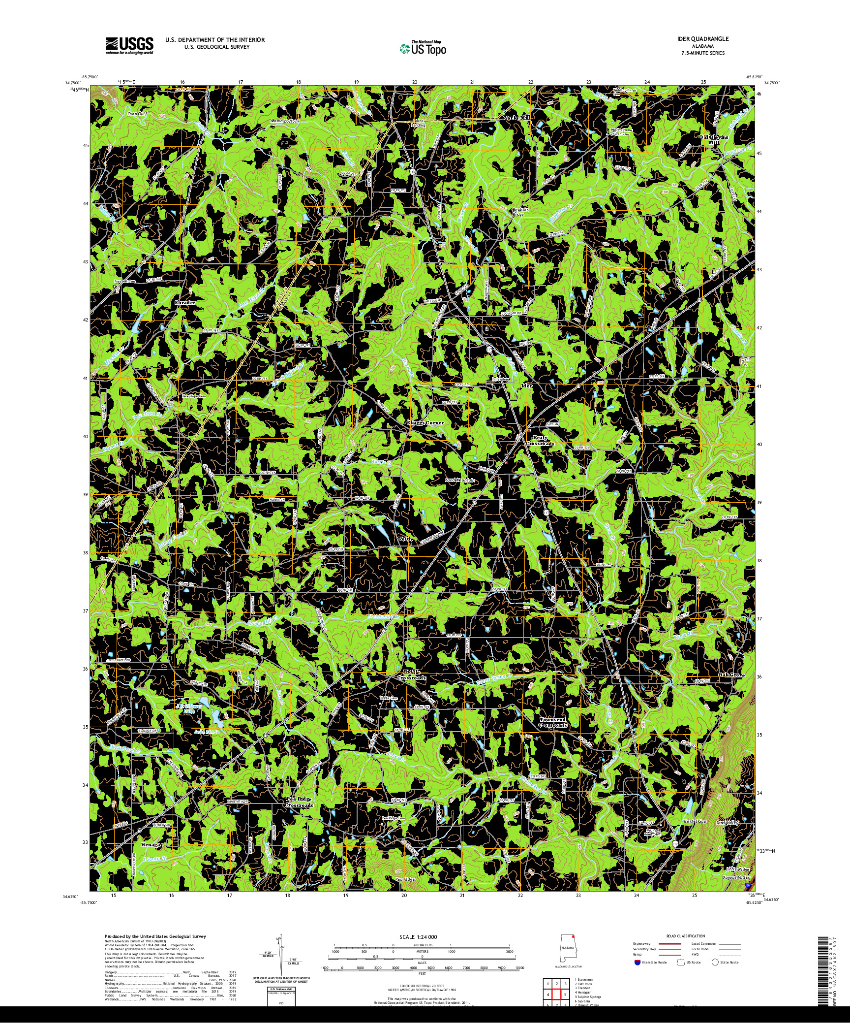 USGS US TOPO 7.5-MINUTE MAP FOR IDER, AL 2020