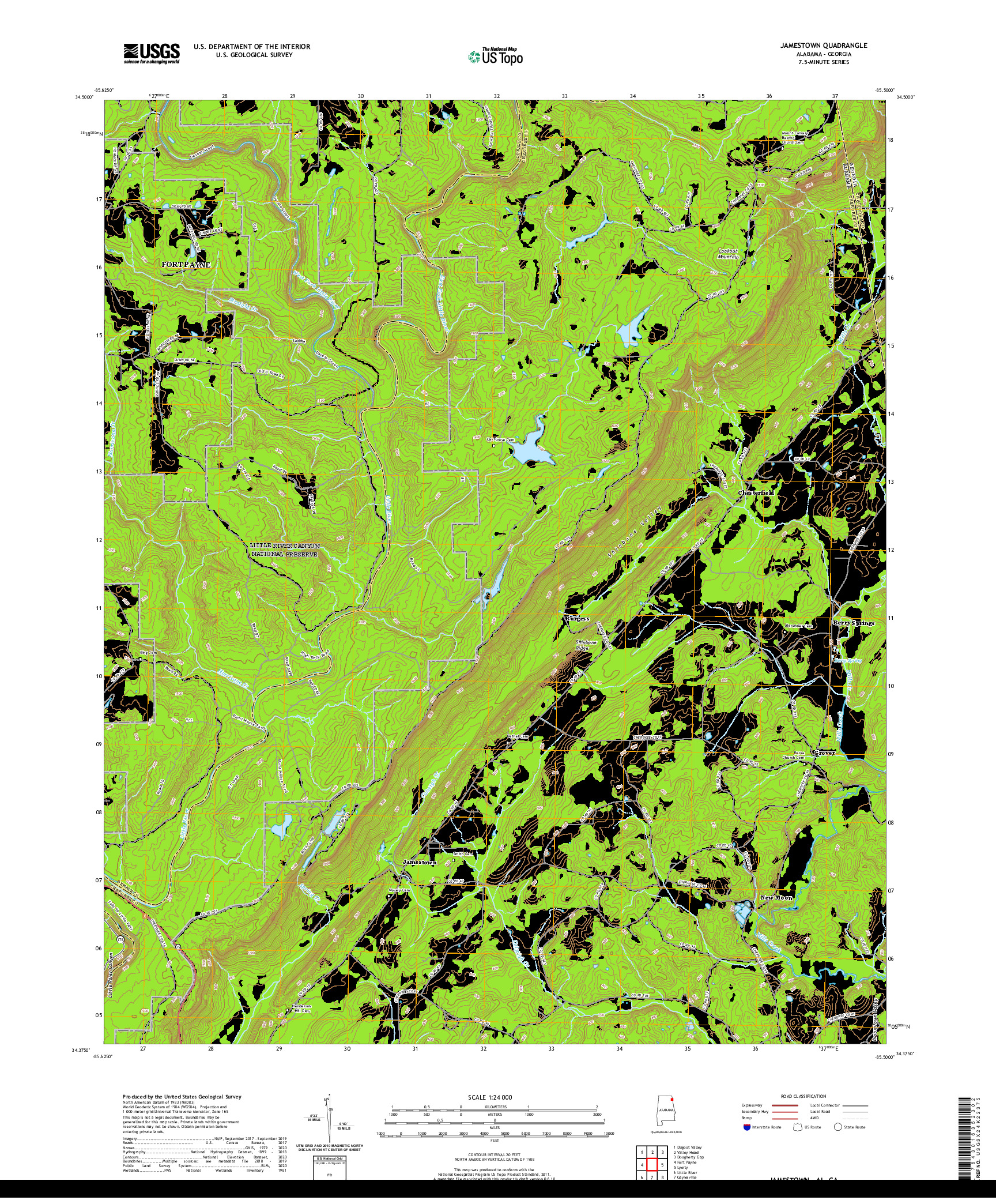USGS US TOPO 7.5-MINUTE MAP FOR JAMESTOWN, AL,GA 2020