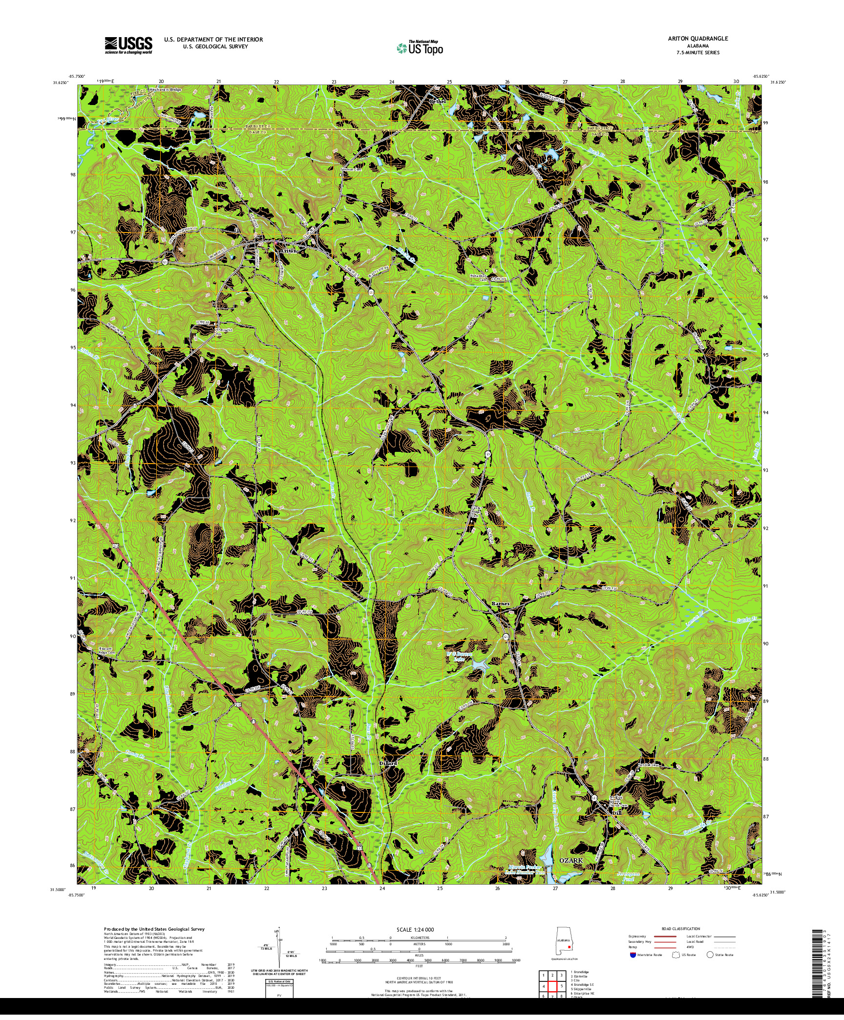 USGS US TOPO 7.5-MINUTE MAP FOR ARITON, AL 2020