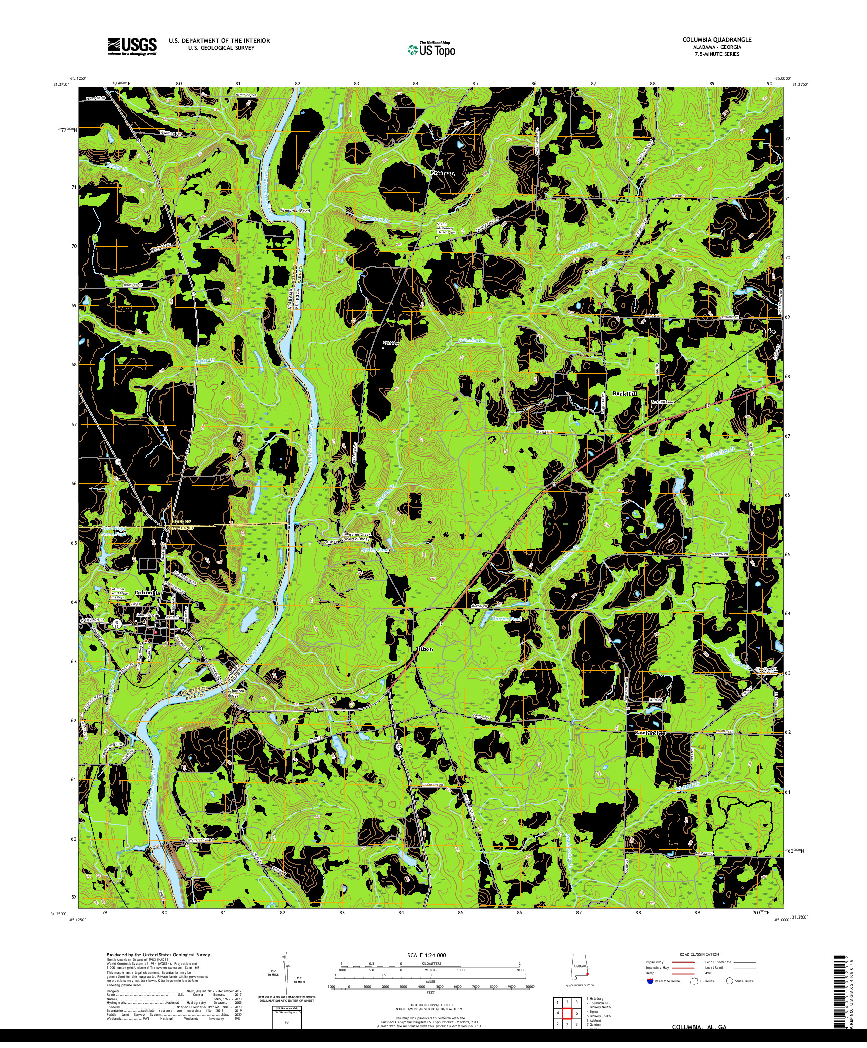 USGS US TOPO 7.5-MINUTE MAP FOR COLUMBIA, AL,GA 2020