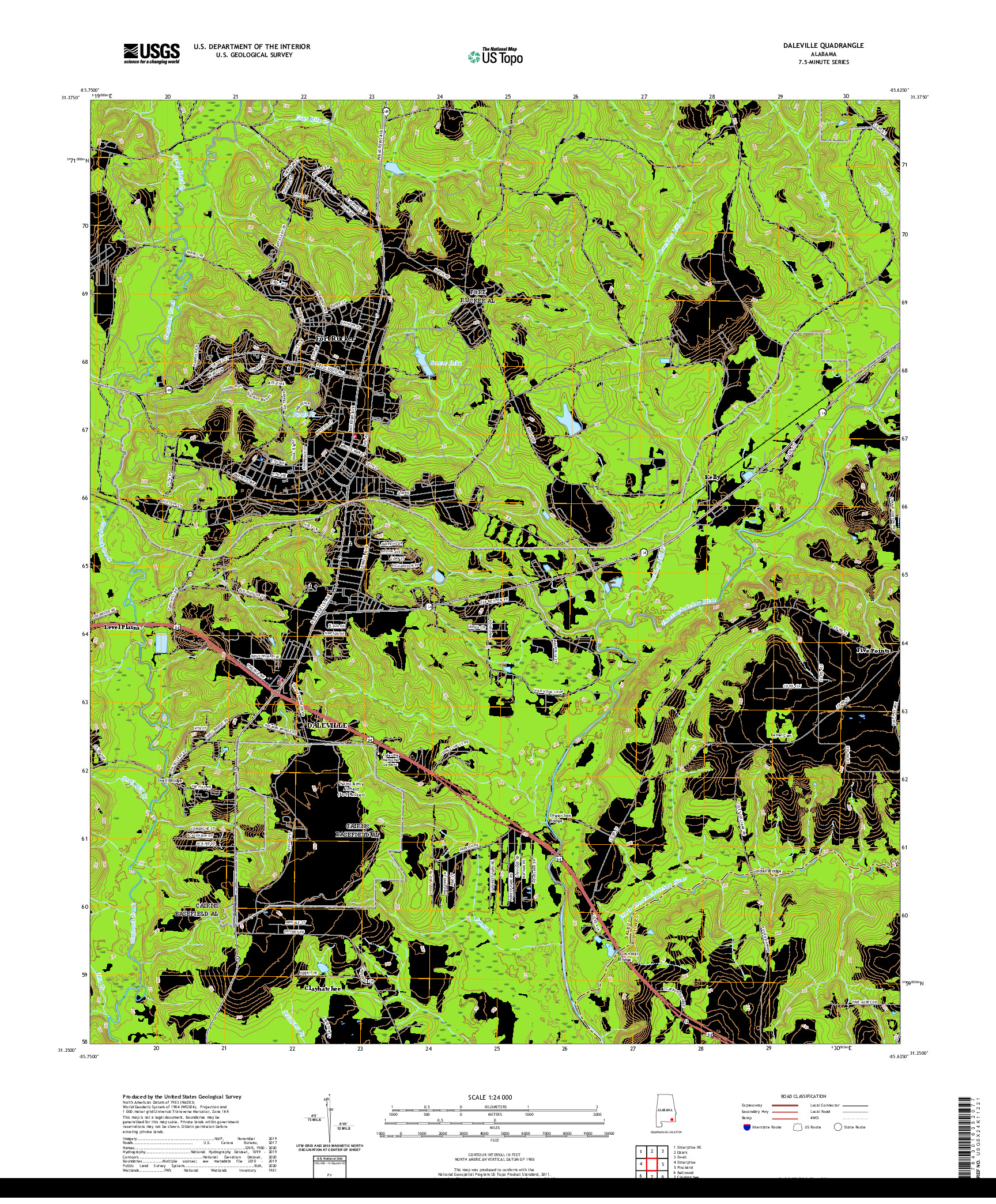 USGS US TOPO 7.5-MINUTE MAP FOR DALEVILLE, AL 2020