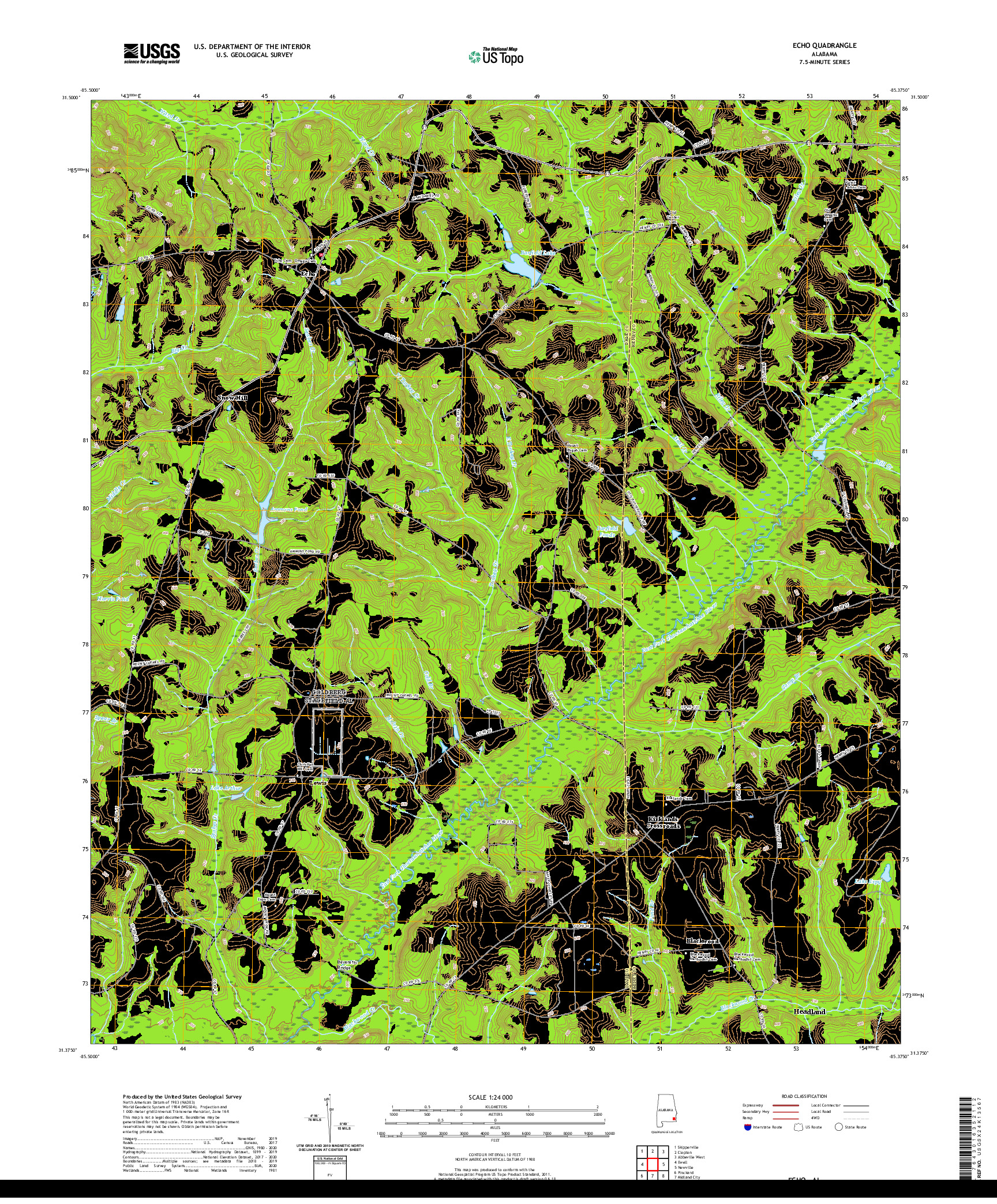 USGS US TOPO 7.5-MINUTE MAP FOR ECHO, AL 2020