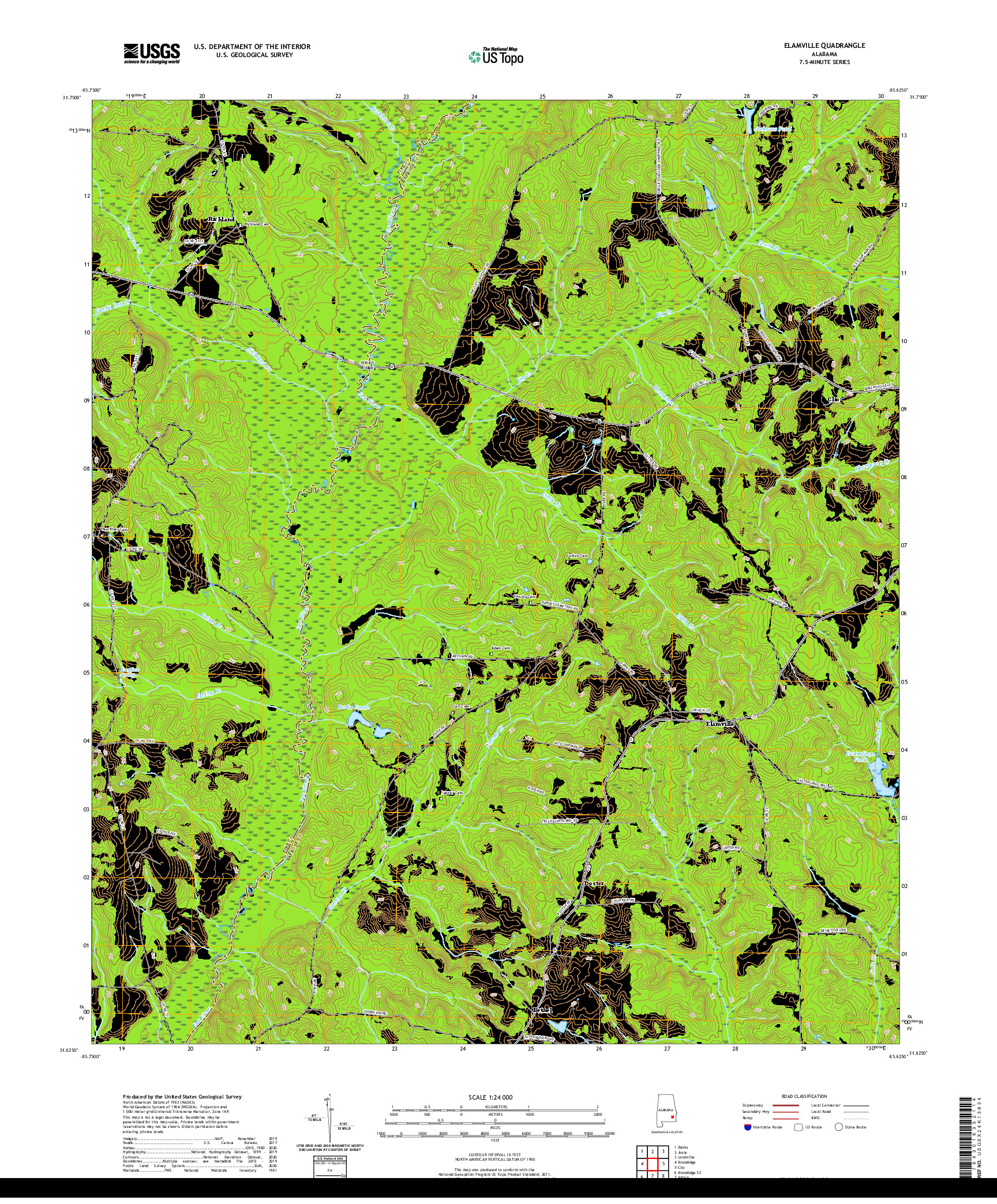 USGS US TOPO 7.5-MINUTE MAP FOR ELAMVILLE, AL 2020