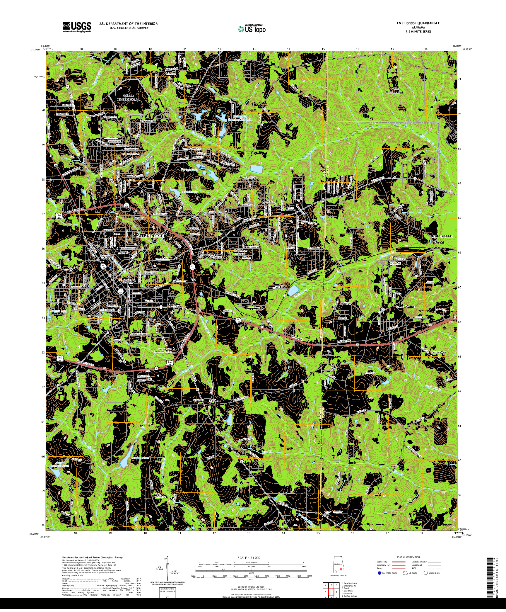 USGS US TOPO 7.5-MINUTE MAP FOR ENTERPRISE, AL 2020