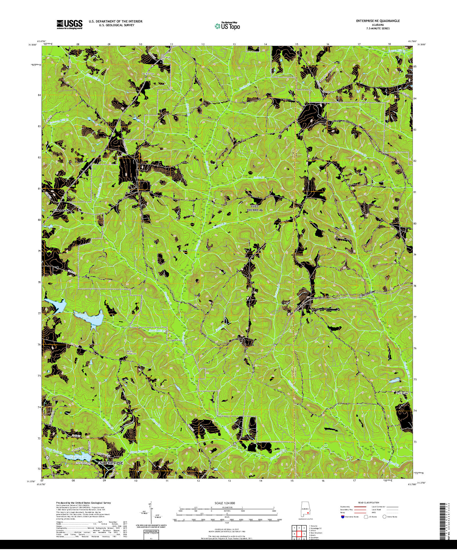 USGS US TOPO 7.5-MINUTE MAP FOR ENTERPRISE NE, AL 2020