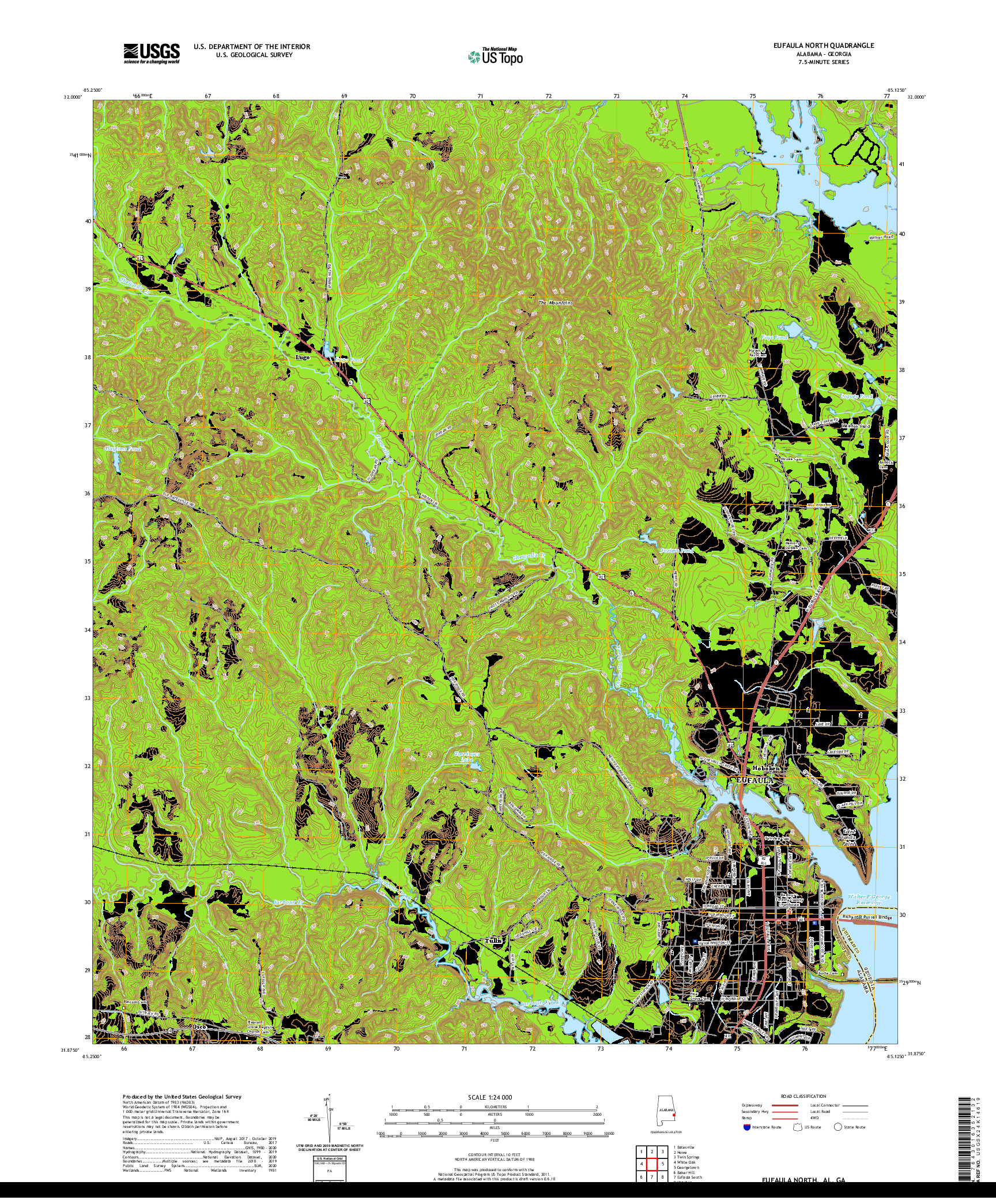 USGS US TOPO 7.5-MINUTE MAP FOR EUFAULA NORTH, AL,GA 2020