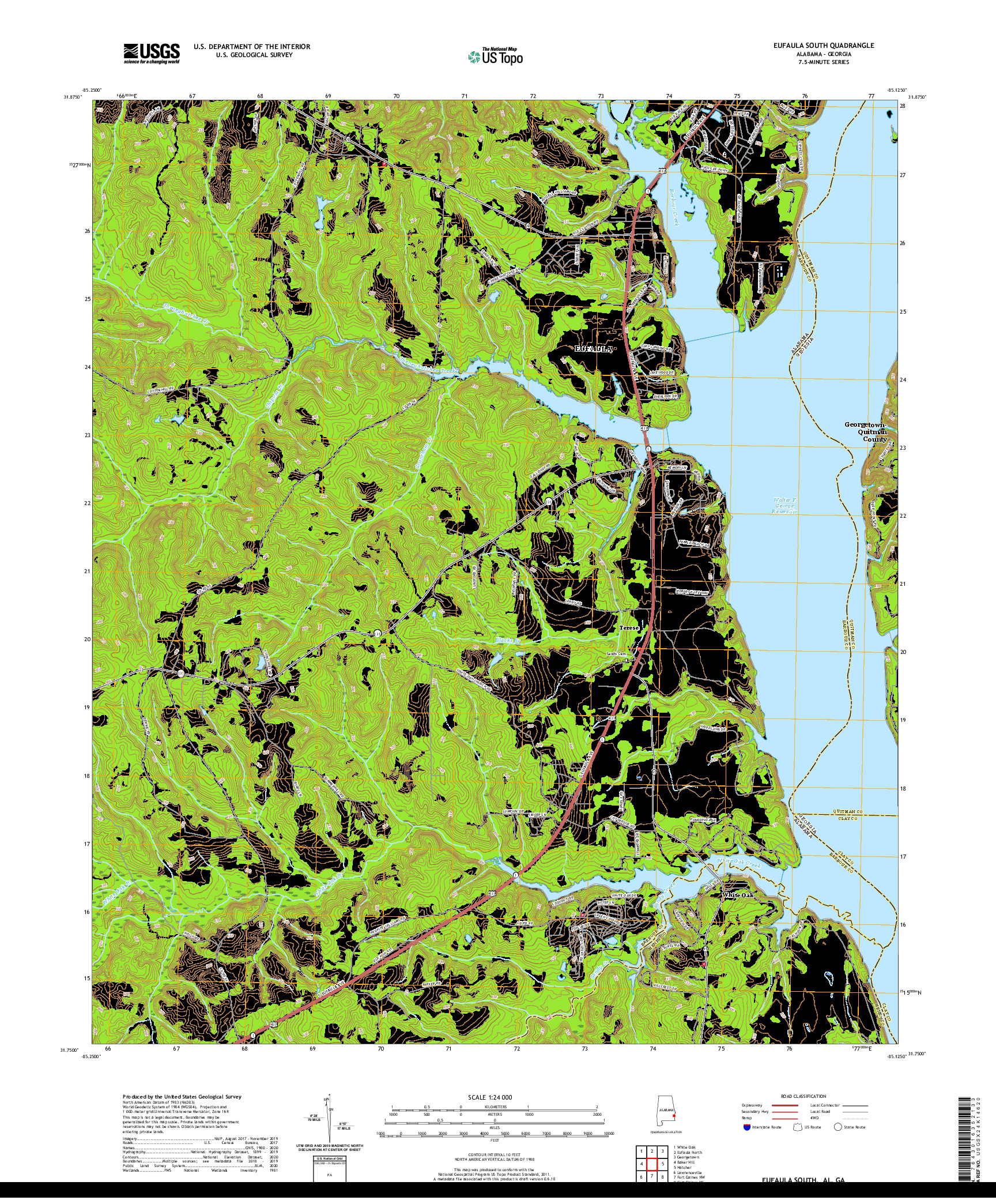 USGS US TOPO 7.5-MINUTE MAP FOR EUFAULA SOUTH, AL,GA 2020