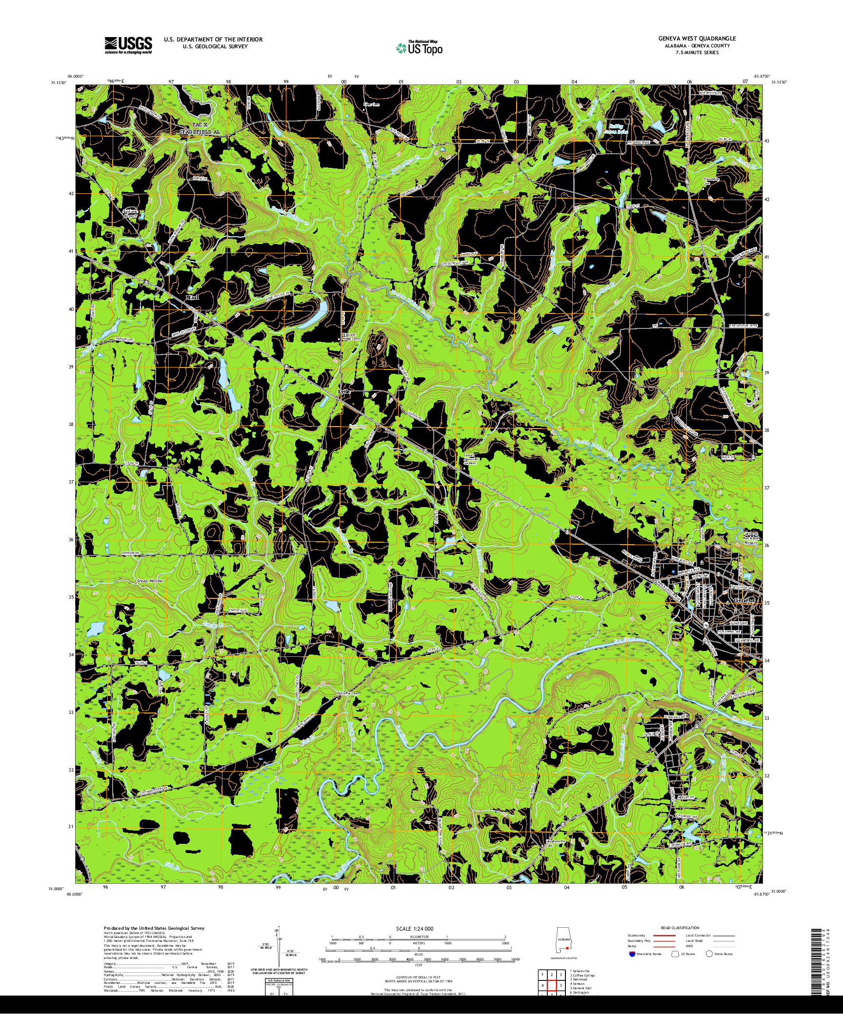 USGS US TOPO 7.5-MINUTE MAP FOR GENEVA WEST, AL 2020