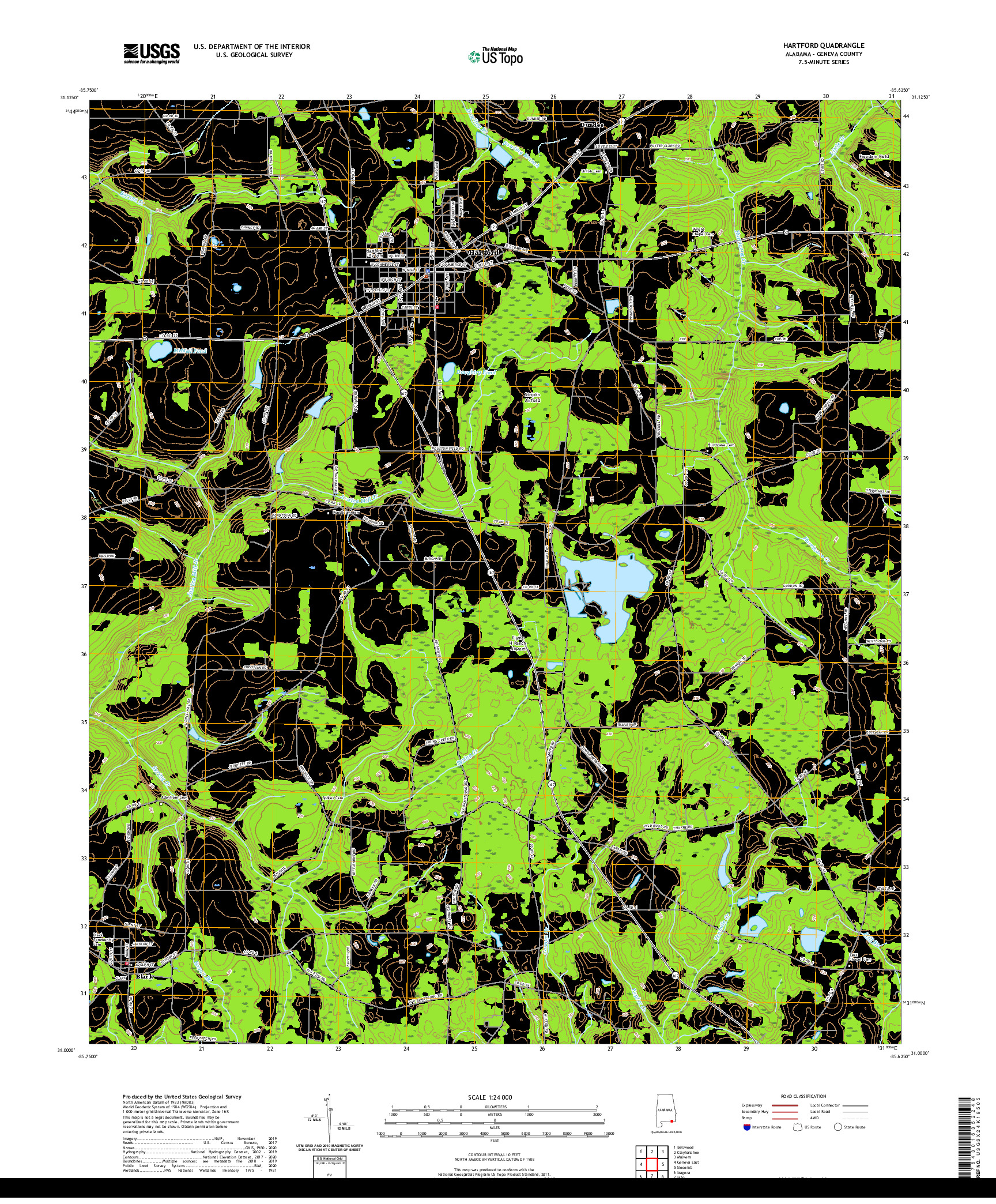 USGS US TOPO 7.5-MINUTE MAP FOR HARTFORD, AL 2020