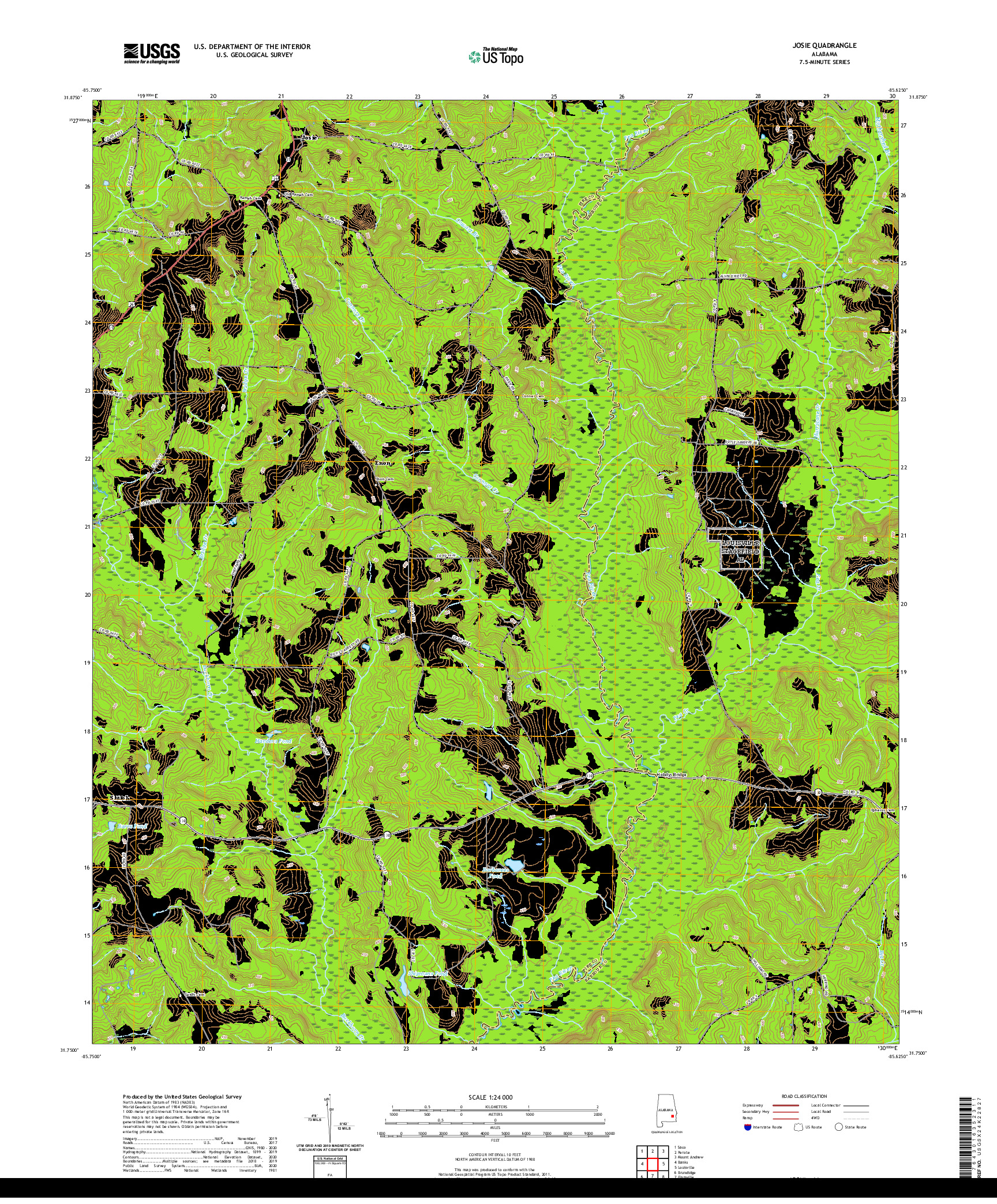 USGS US TOPO 7.5-MINUTE MAP FOR JOSIE, AL 2020