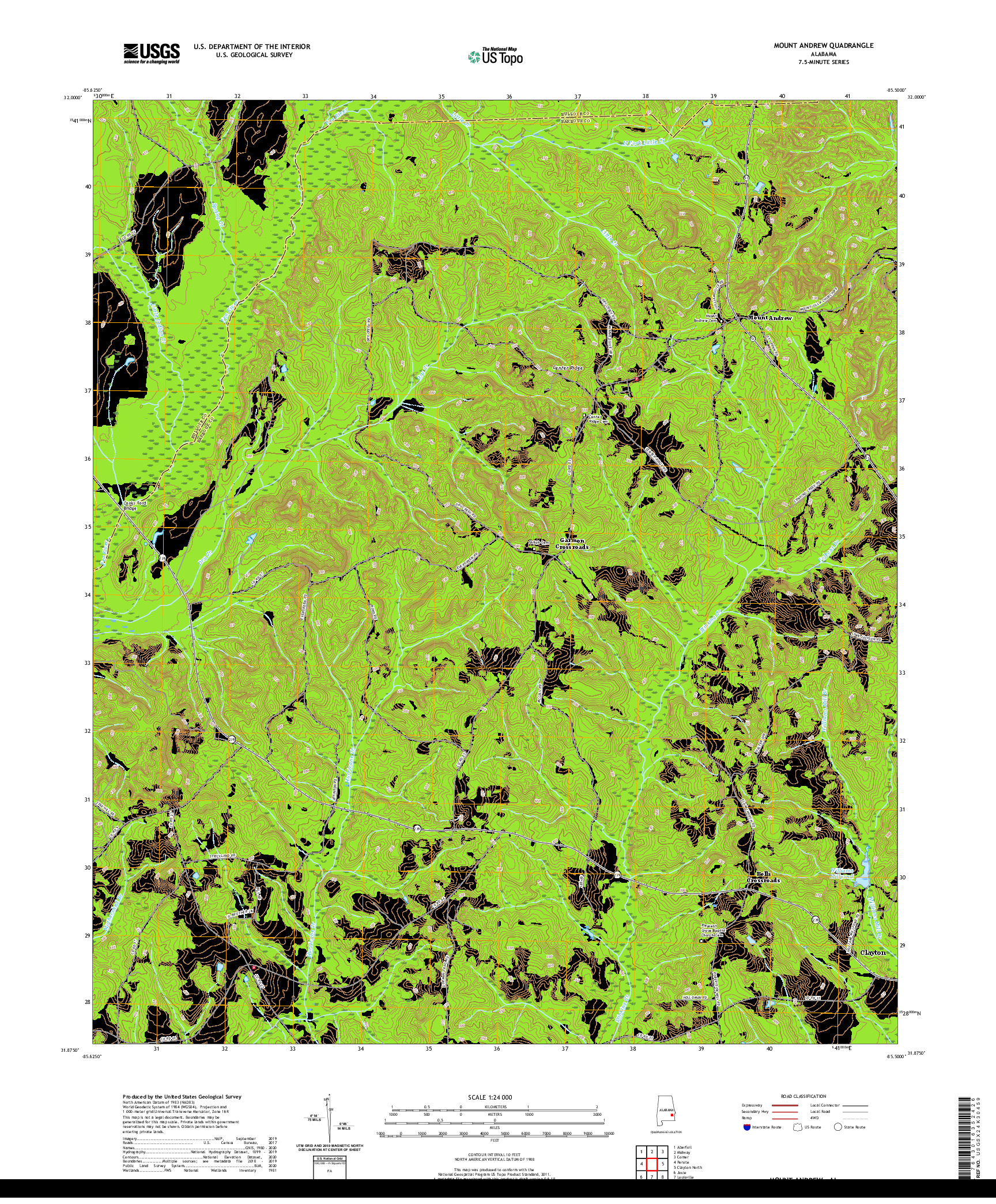 USGS US TOPO 7.5-MINUTE MAP FOR MOUNT ANDREW, AL 2020