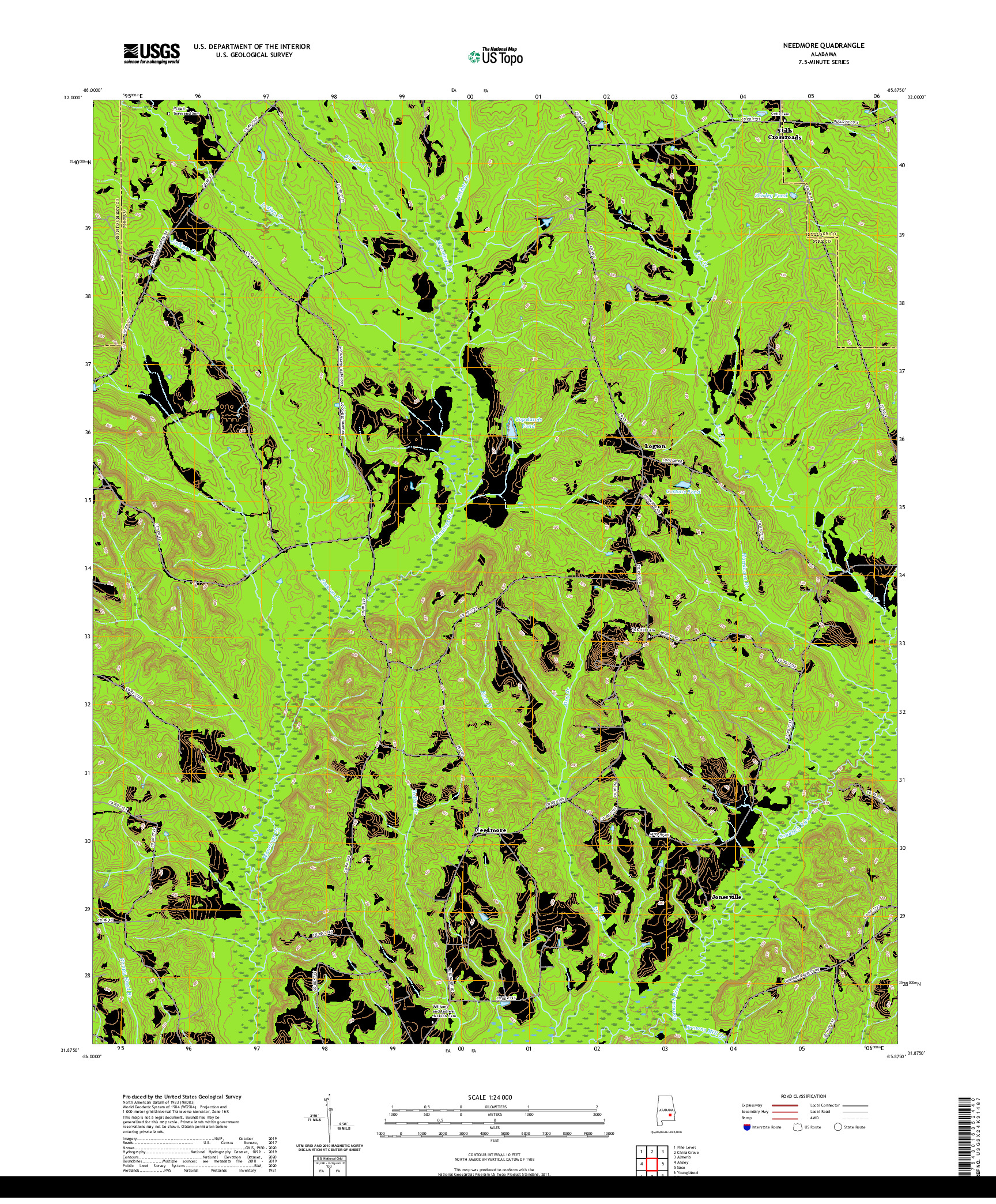 USGS US TOPO 7.5-MINUTE MAP FOR NEEDMORE, AL 2020