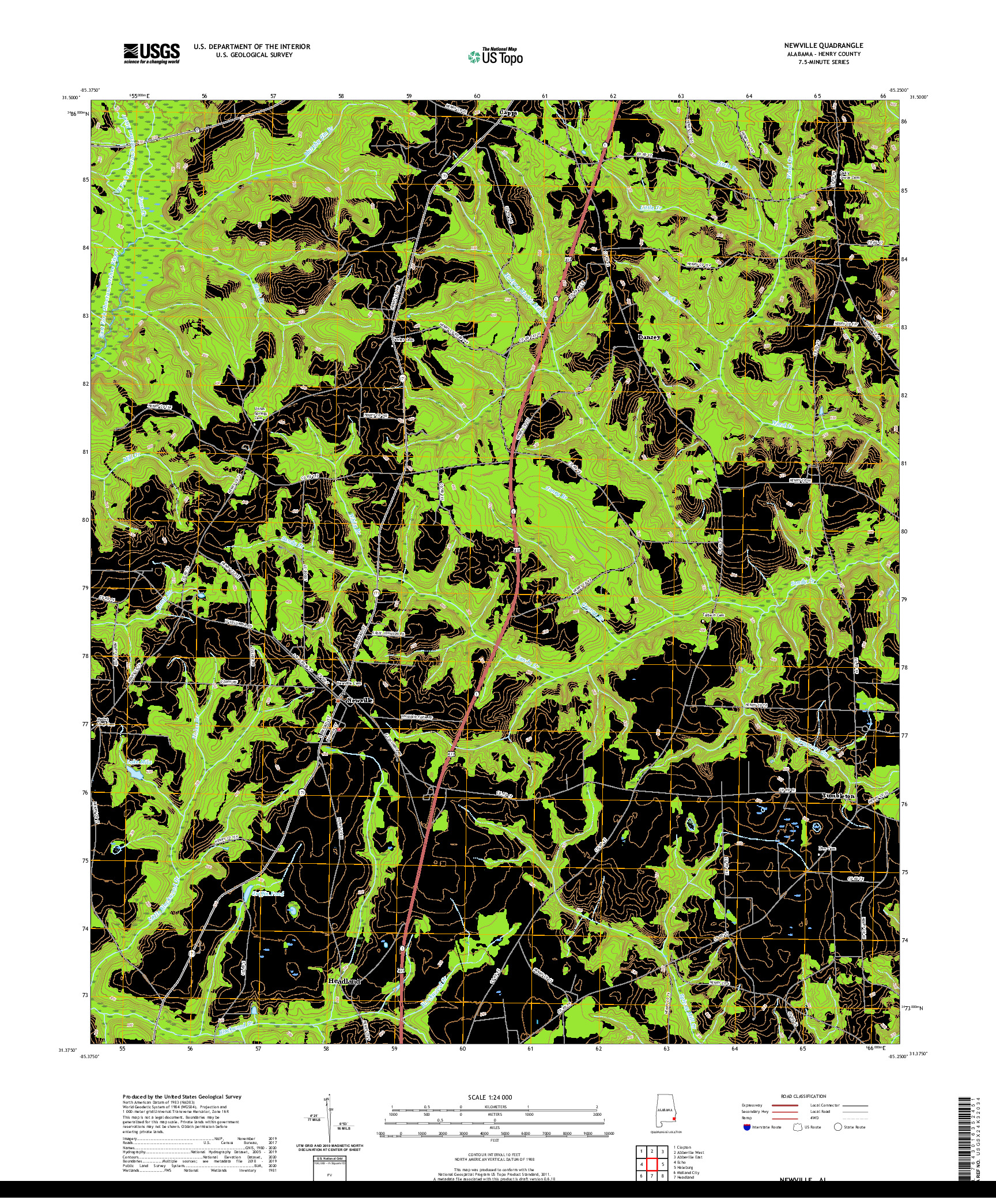 USGS US TOPO 7.5-MINUTE MAP FOR NEWVILLE, AL 2020