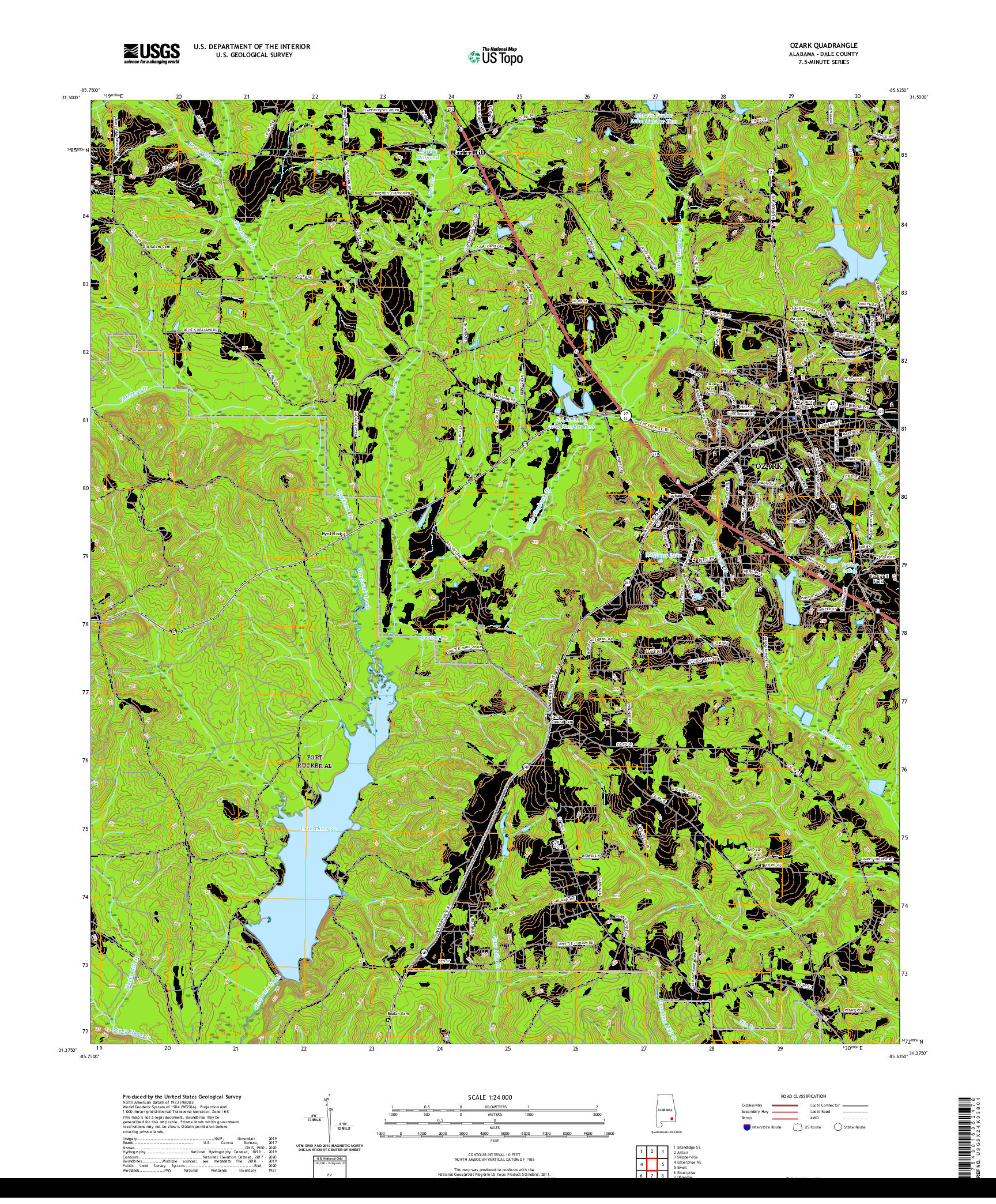 USGS US TOPO 7.5-MINUTE MAP FOR OZARK, AL 2020
