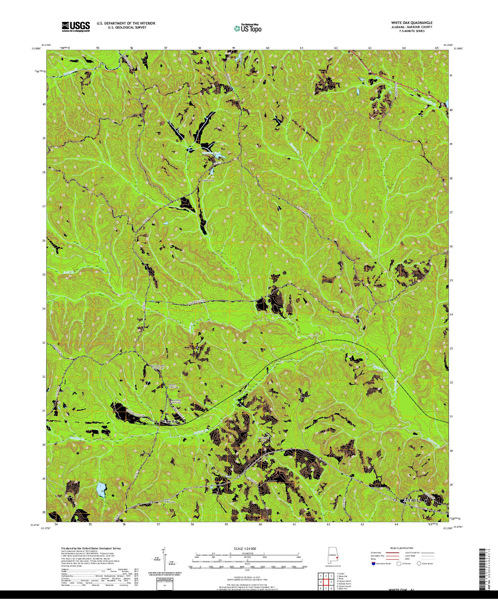 USGS US TOPO 7.5-MINUTE MAP FOR WHITE OAK, AL 2020