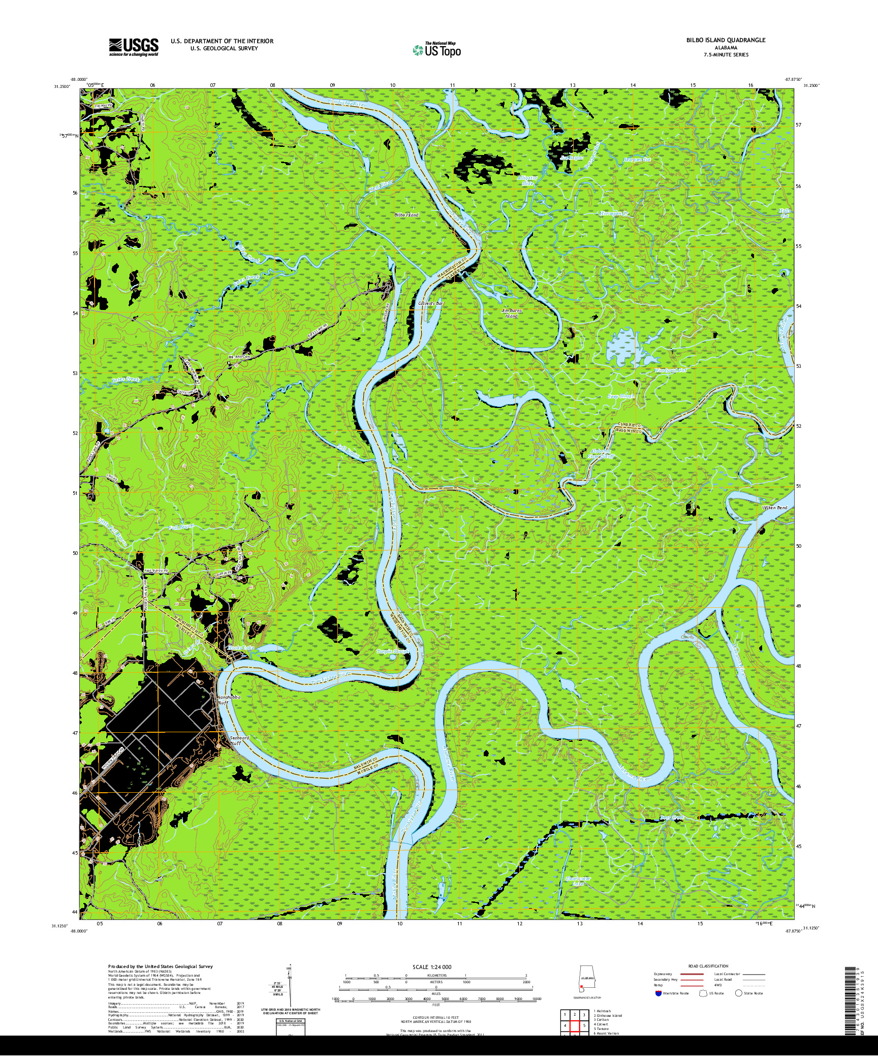 USGS US TOPO 7.5-MINUTE MAP FOR BILBO ISLAND, AL 2020