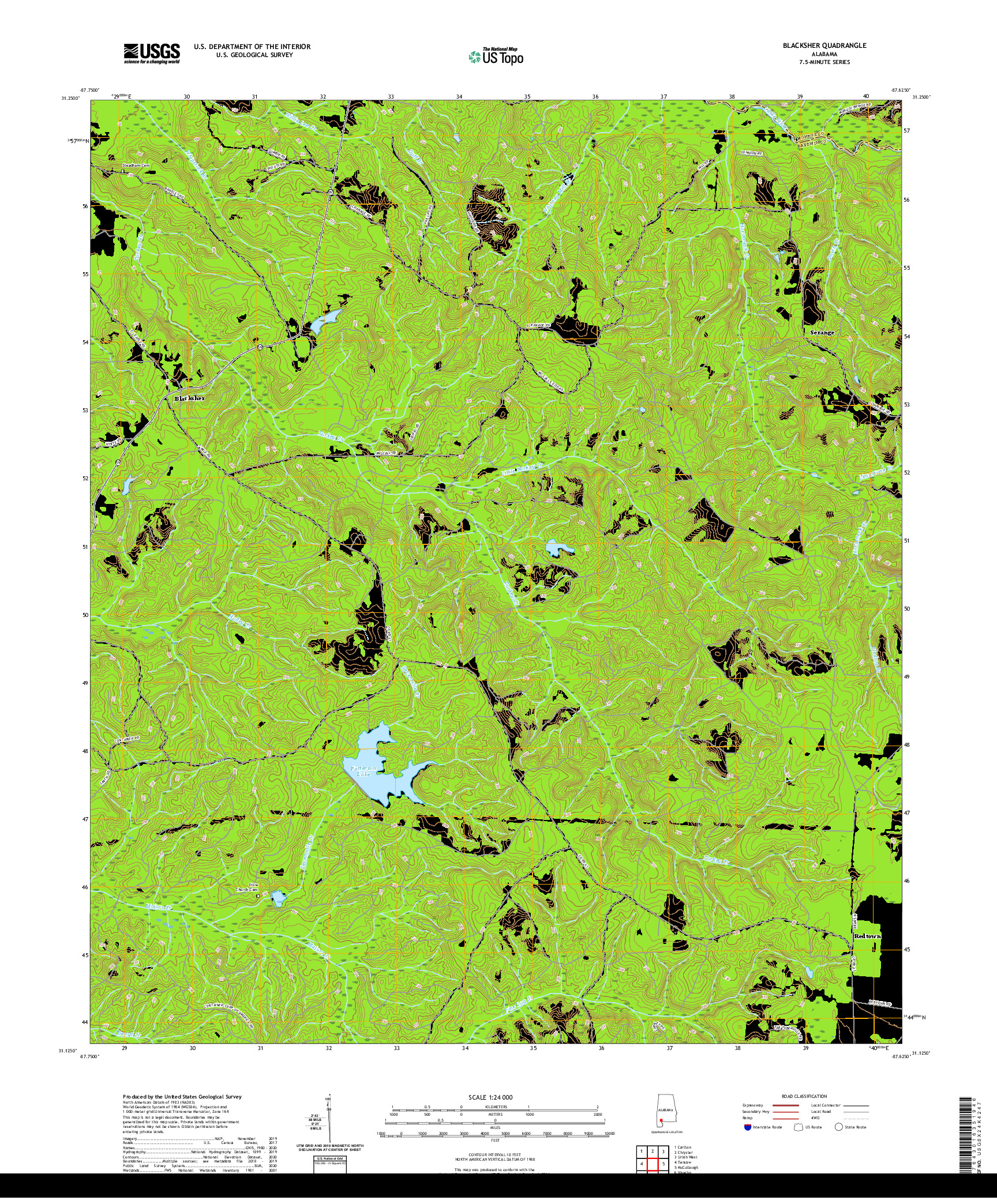 USGS US TOPO 7.5-MINUTE MAP FOR BLACKSHER, AL 2020