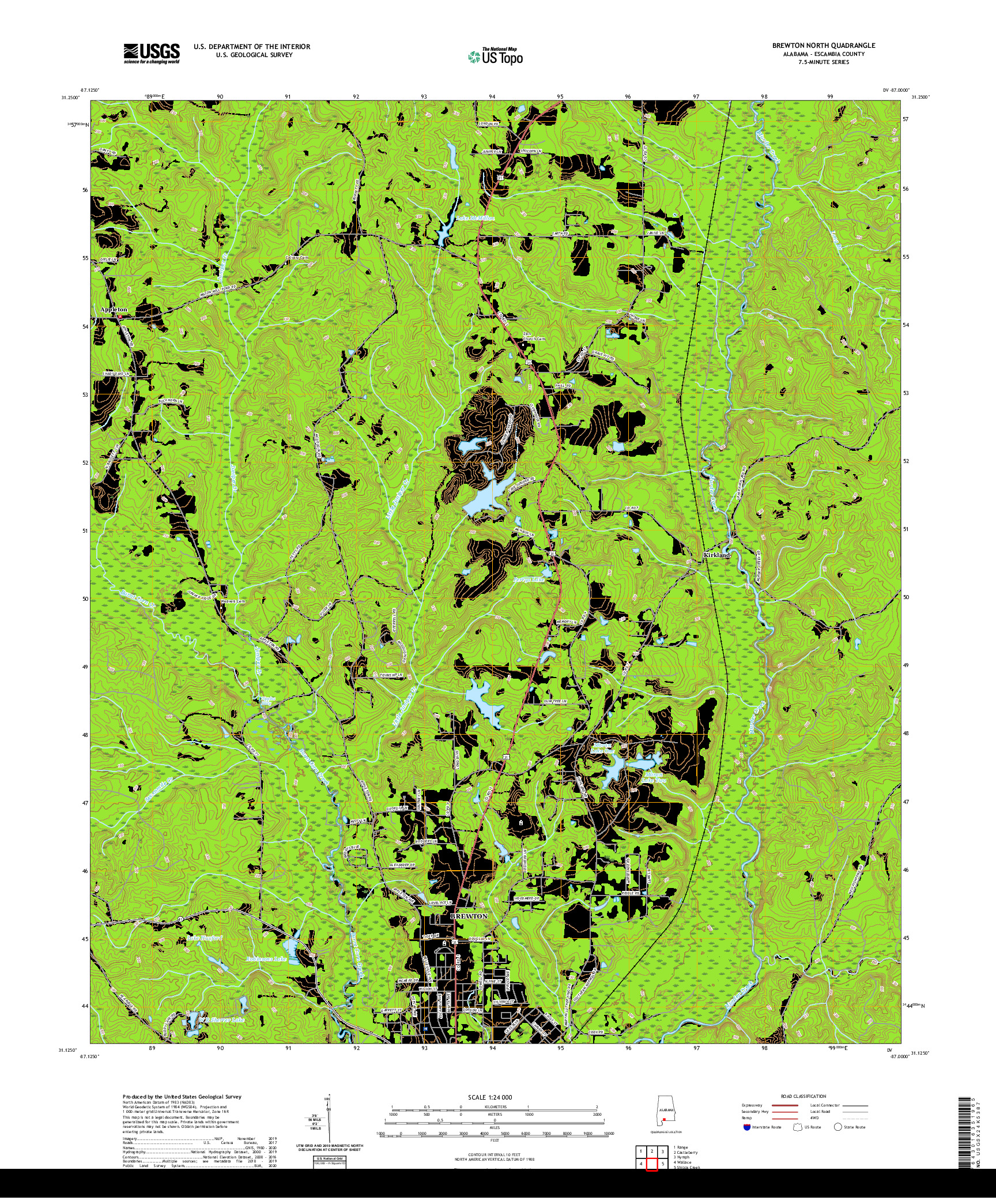 USGS US TOPO 7.5-MINUTE MAP FOR BREWTON NORTH, AL 2020