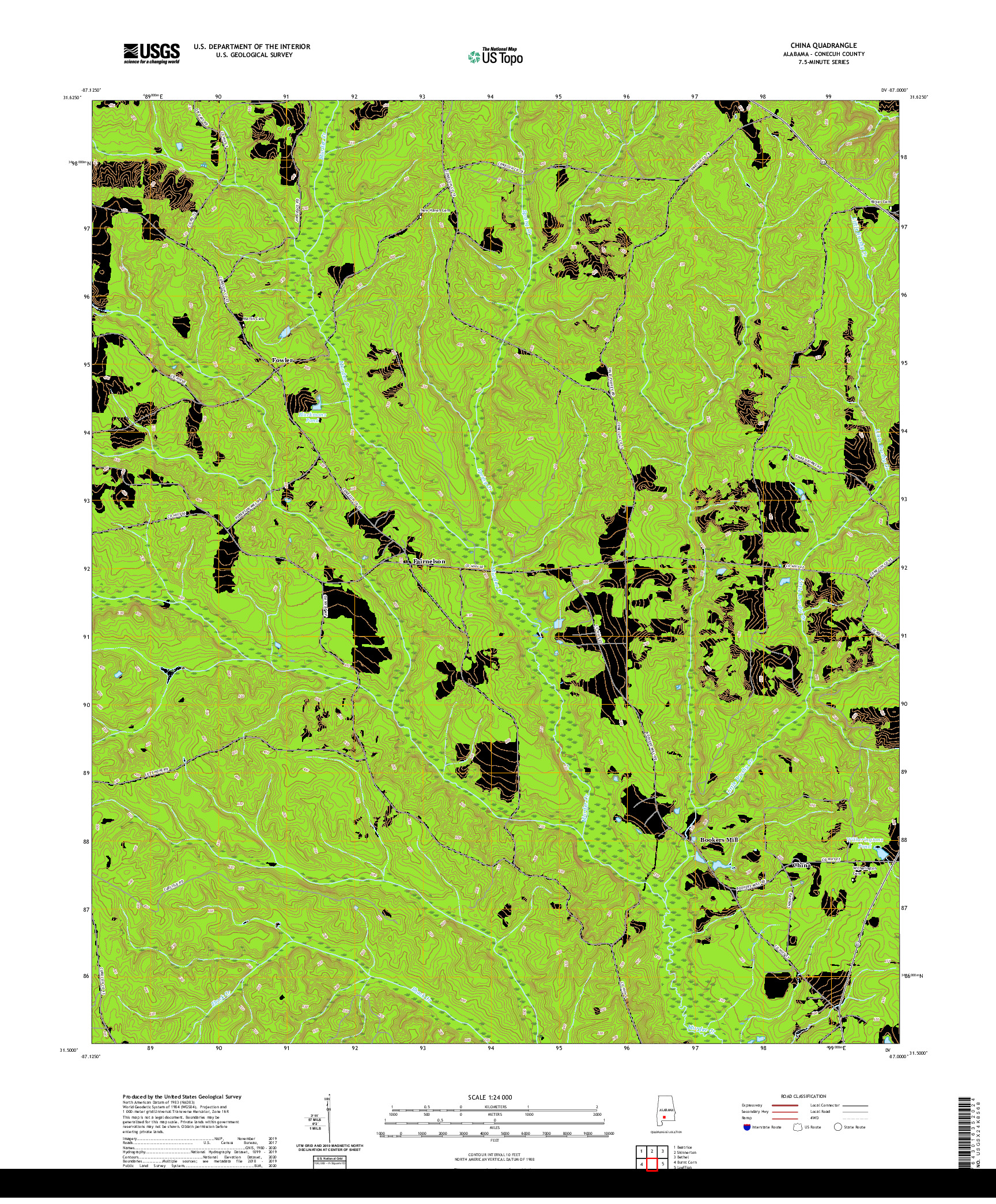 USGS US TOPO 7.5-MINUTE MAP FOR CHINA, AL 2020