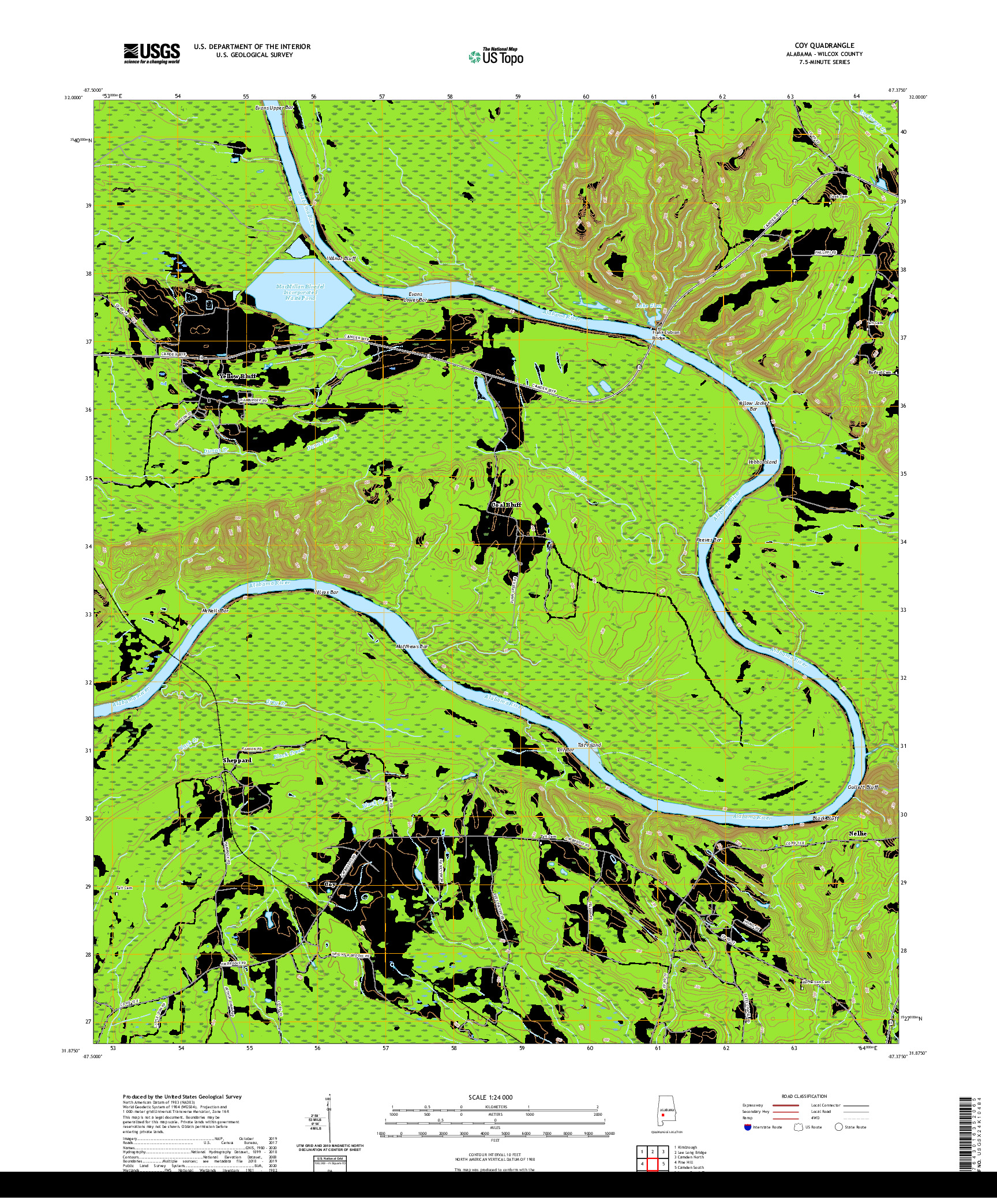 USGS US TOPO 7.5-MINUTE MAP FOR COY, AL 2020