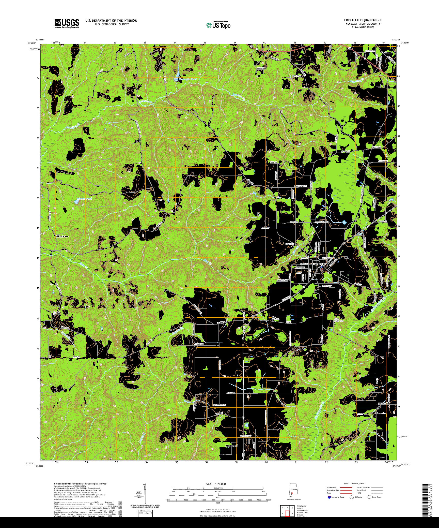 USGS US TOPO 7.5-MINUTE MAP FOR FRISCO CITY, AL 2020