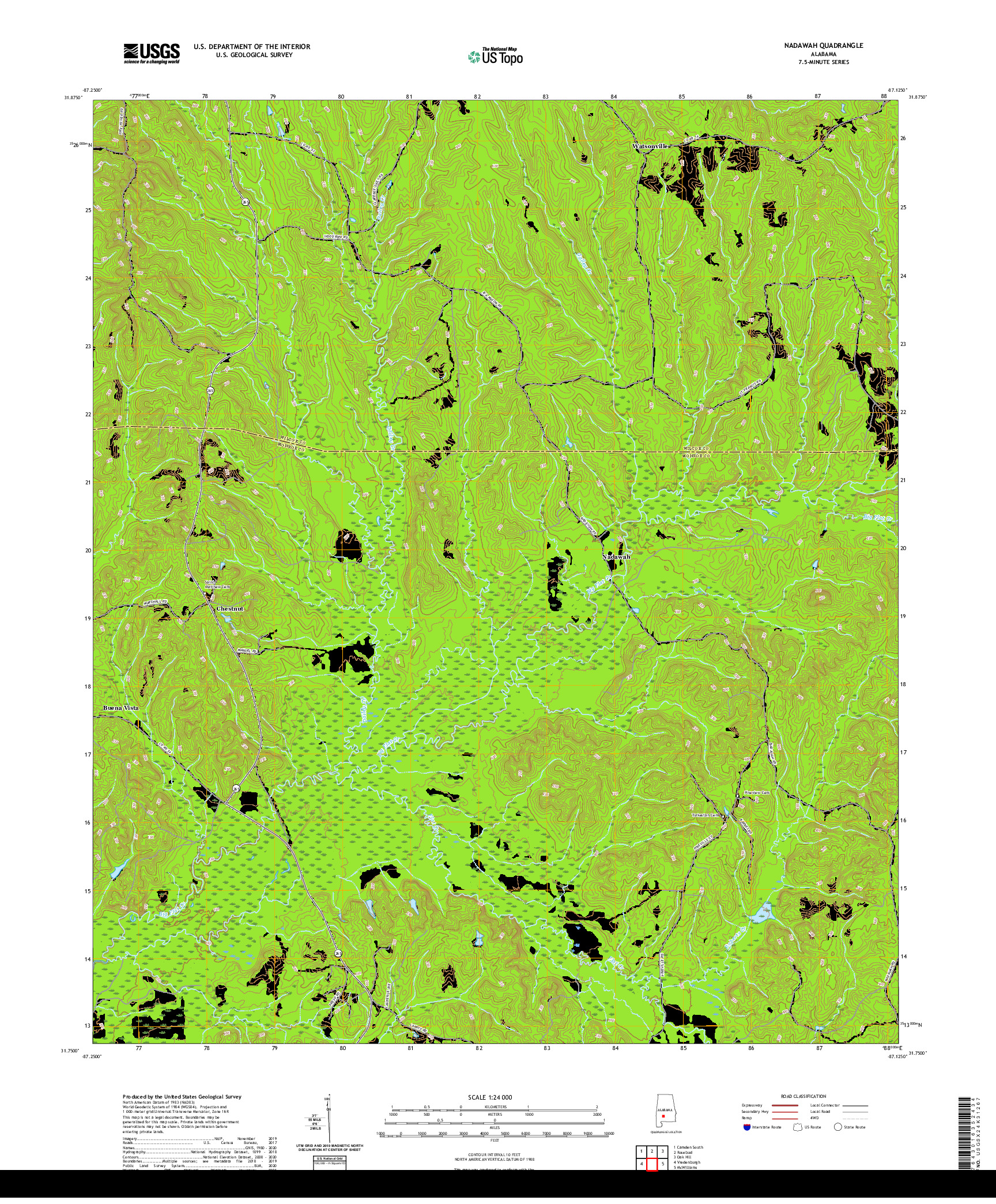 USGS US TOPO 7.5-MINUTE MAP FOR NADAWAH, AL 2020