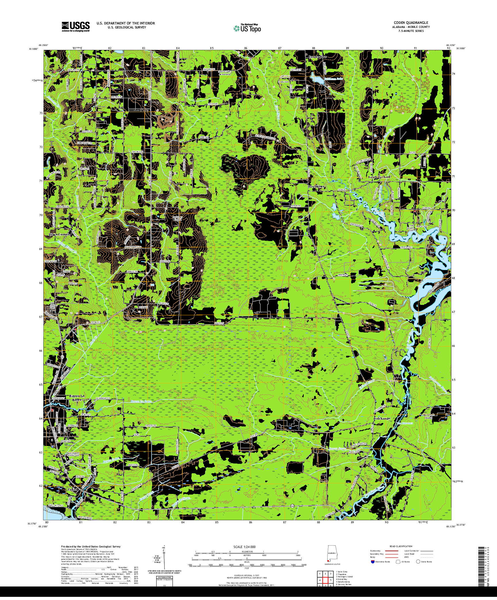 USGS US TOPO 7.5-MINUTE MAP FOR CODEN, AL 2020