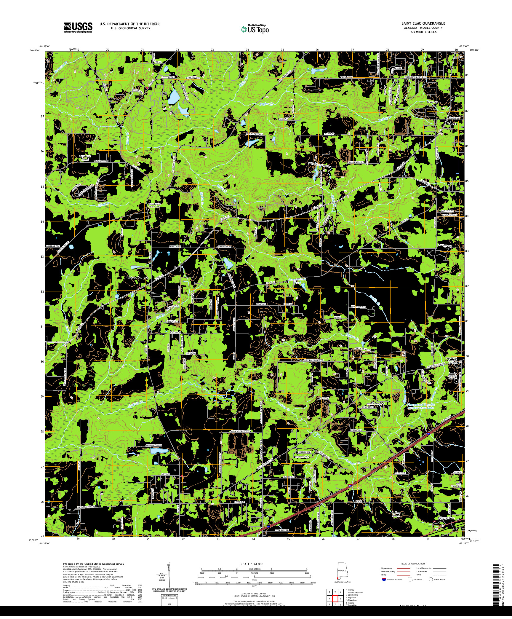 USGS US TOPO 7.5-MINUTE MAP FOR SAINT ELMO, AL 2020