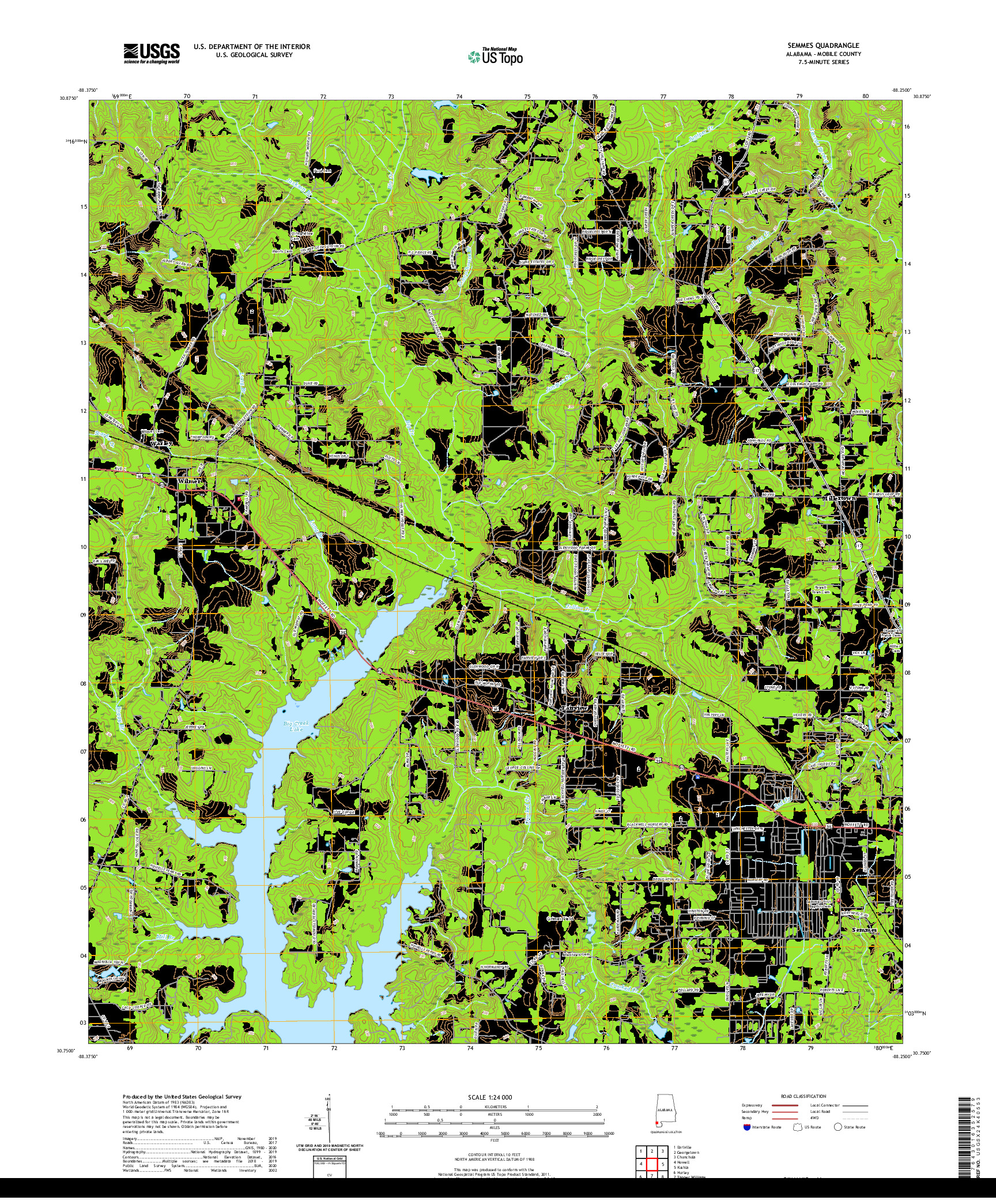 USGS US TOPO 7.5-MINUTE MAP FOR SEMMES, AL 2020