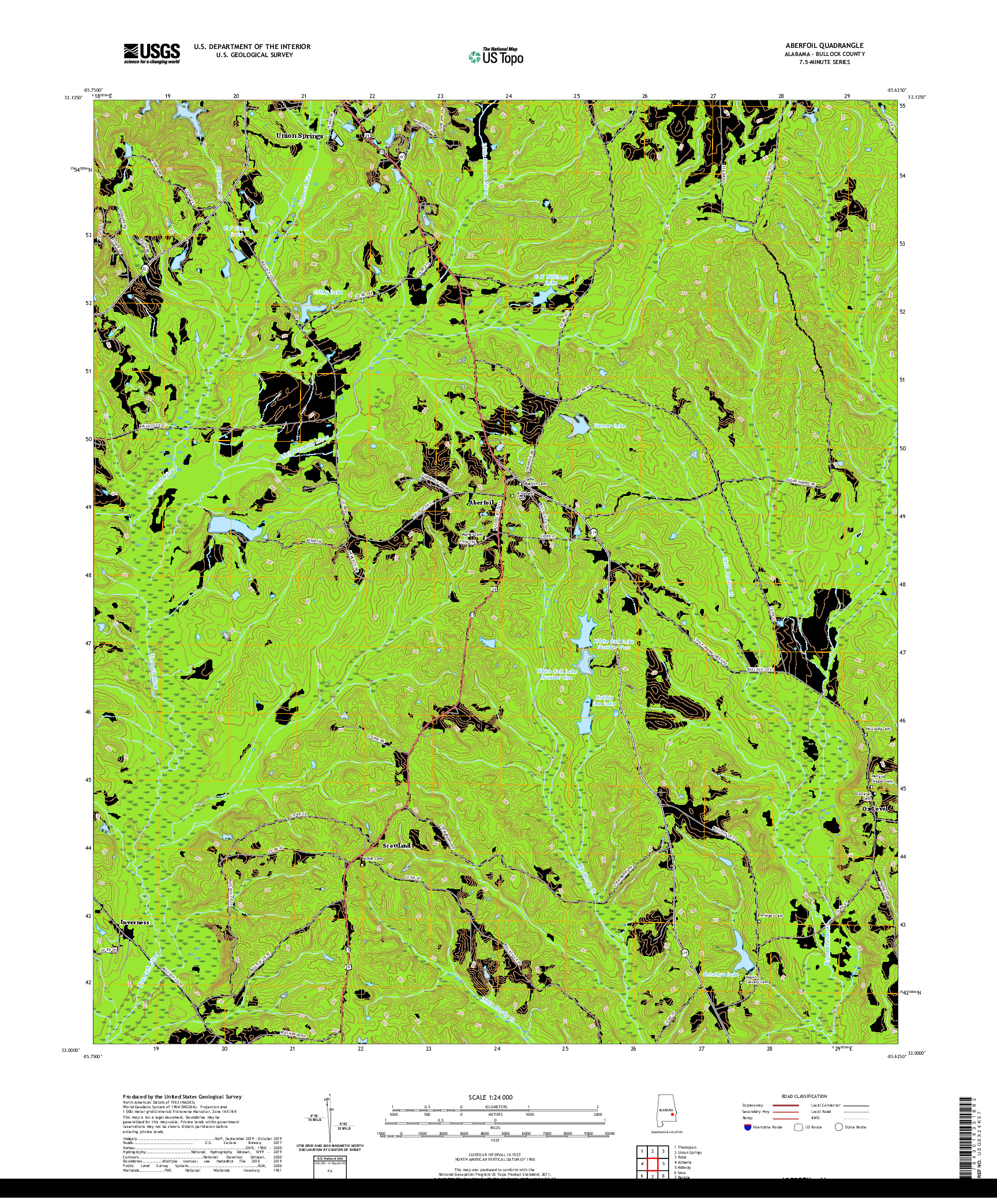 USGS US TOPO 7.5-MINUTE MAP FOR ABERFOIL, AL 2020